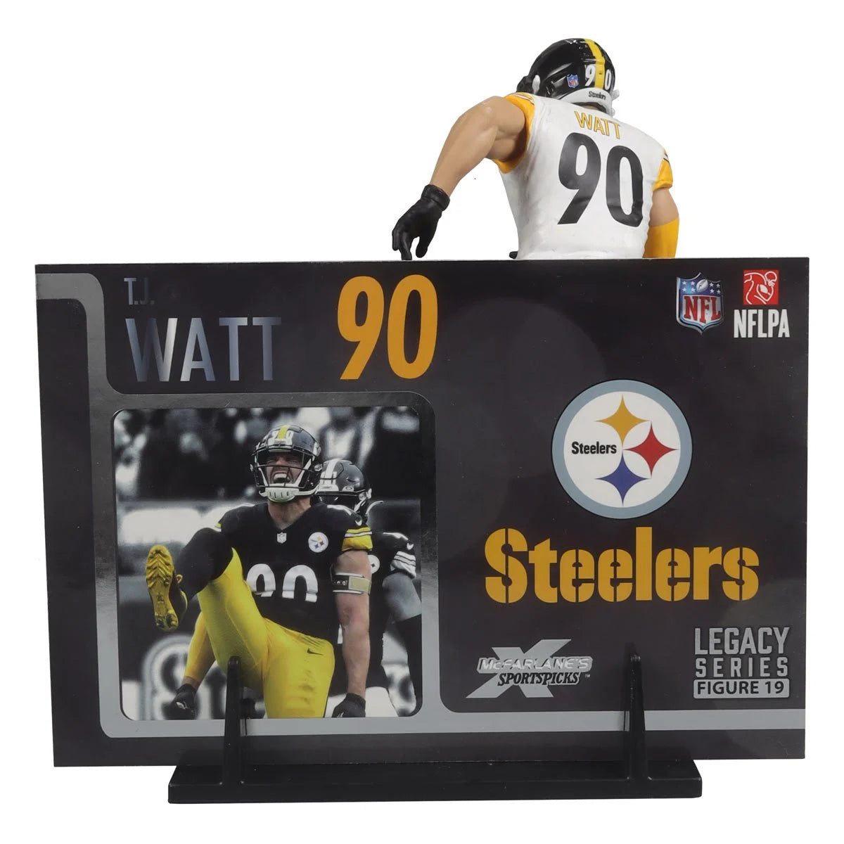 TJ Watt Pittsburgh Steelers NFL 2024 Platinum Chase White Jersey Posed Figure - Collectible Sports Memorabilia for Fans & Game Room Decor