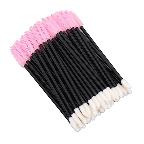 EXCLUZO Disposable Mascara Applicators - 50pcs Pink Lip Brushes for Eyelash Extensions & Makeup Application - Perfect for Salon Professionals & DIY Beauty Enthusiasts