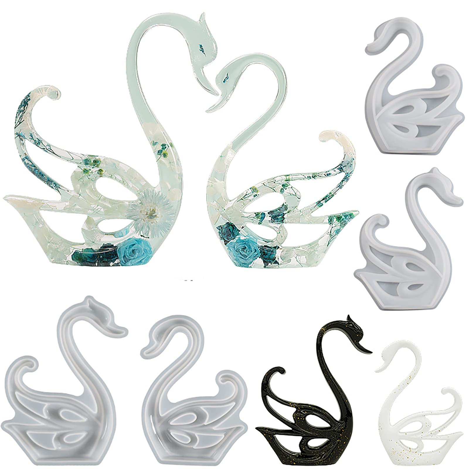 2 Pack Swan and Dragon Silicone Mold Set - 3D Resin Mold for Candle Making, Clay Crafts, Cake Decorating - DIY Home Decor, Wedding Favors, Party Supplies