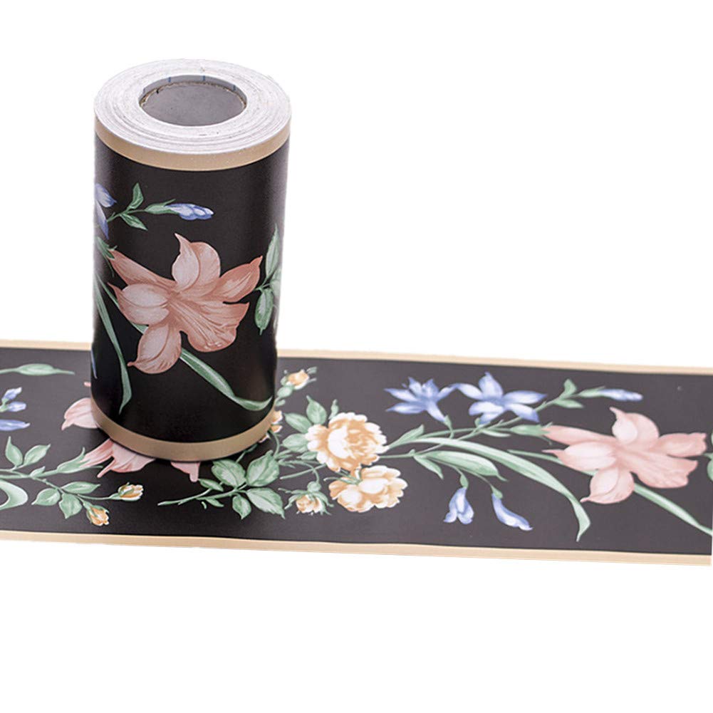 Black PVC Self-Adhesive Wall Border Stickers - Decorative Peel & Stick Wallpaper Trim for Bedroom, Living Room, Nursery | Easy Home Decor Upgrade for Walls, Ceilings & Furniture