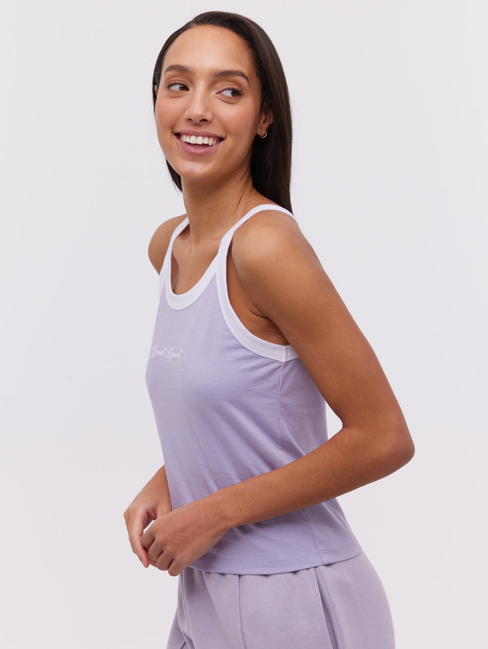 Kiyomi Women's Ringer Tank Top - Soft Cotton Blend Casual Tee for Summer, Gym & Layering