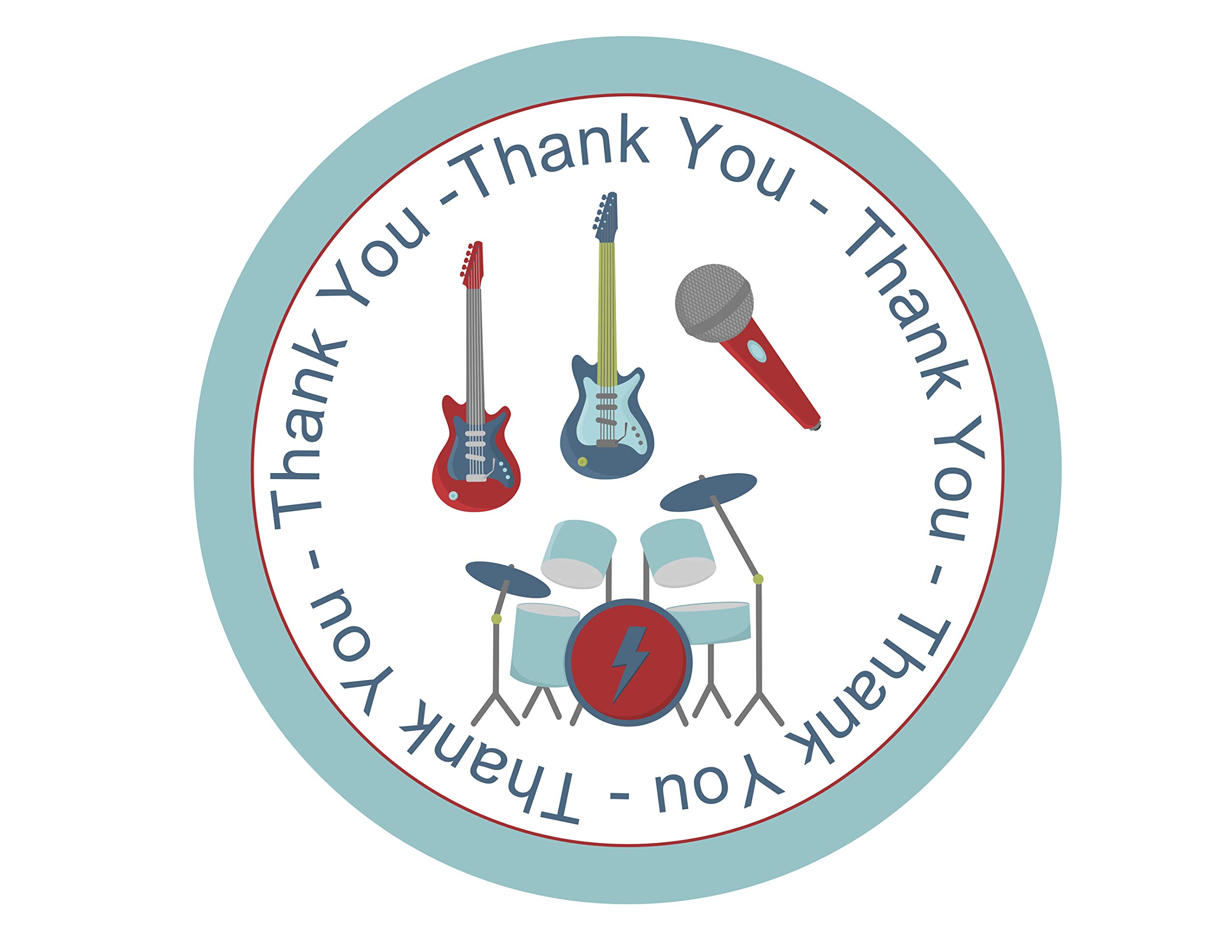 24pcs Music Thank You Stickers - Guitar, Drums & Bass Themed Party Favors, Baby Shower Decorations & Gift Tags - Perfect for Music Lovers, Band Parties & Classroom Rewards