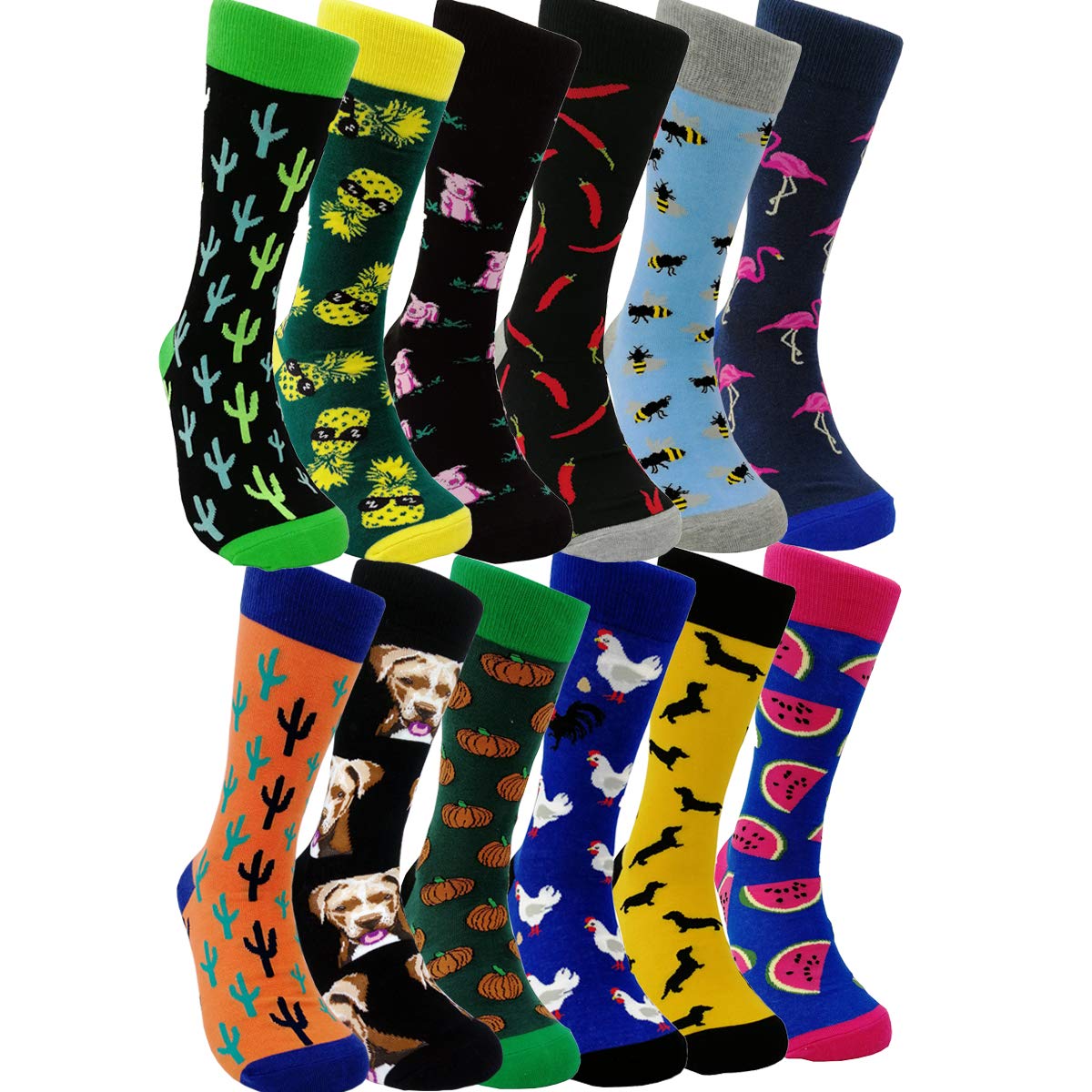 HSell Men's Funny Pattern Dress Socks - Crazy Design Cotton Novelty Socks for Men | Perfect Gift for Birthday, Christmas & Office Wear