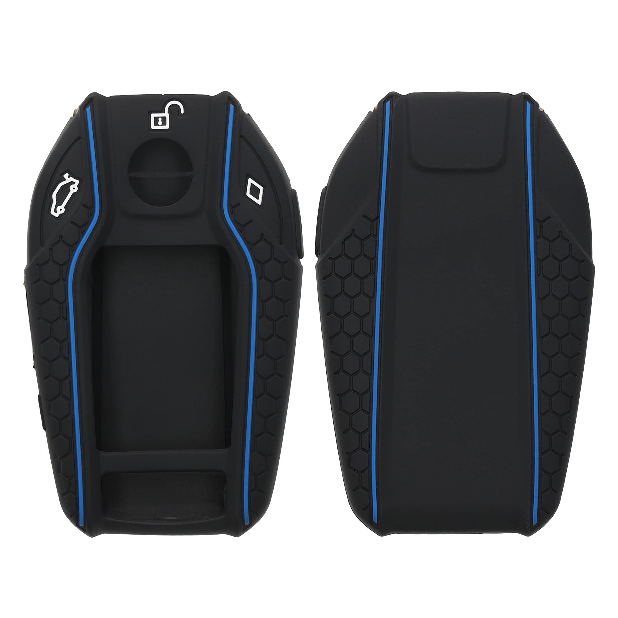 kwmobile Silicone Car Key Cover for BMW Display Key - Protective Key Fob Case (Black/Blue) | Durable Protection Against Drops & Scratches | Perfect for Everyday Use & Travel