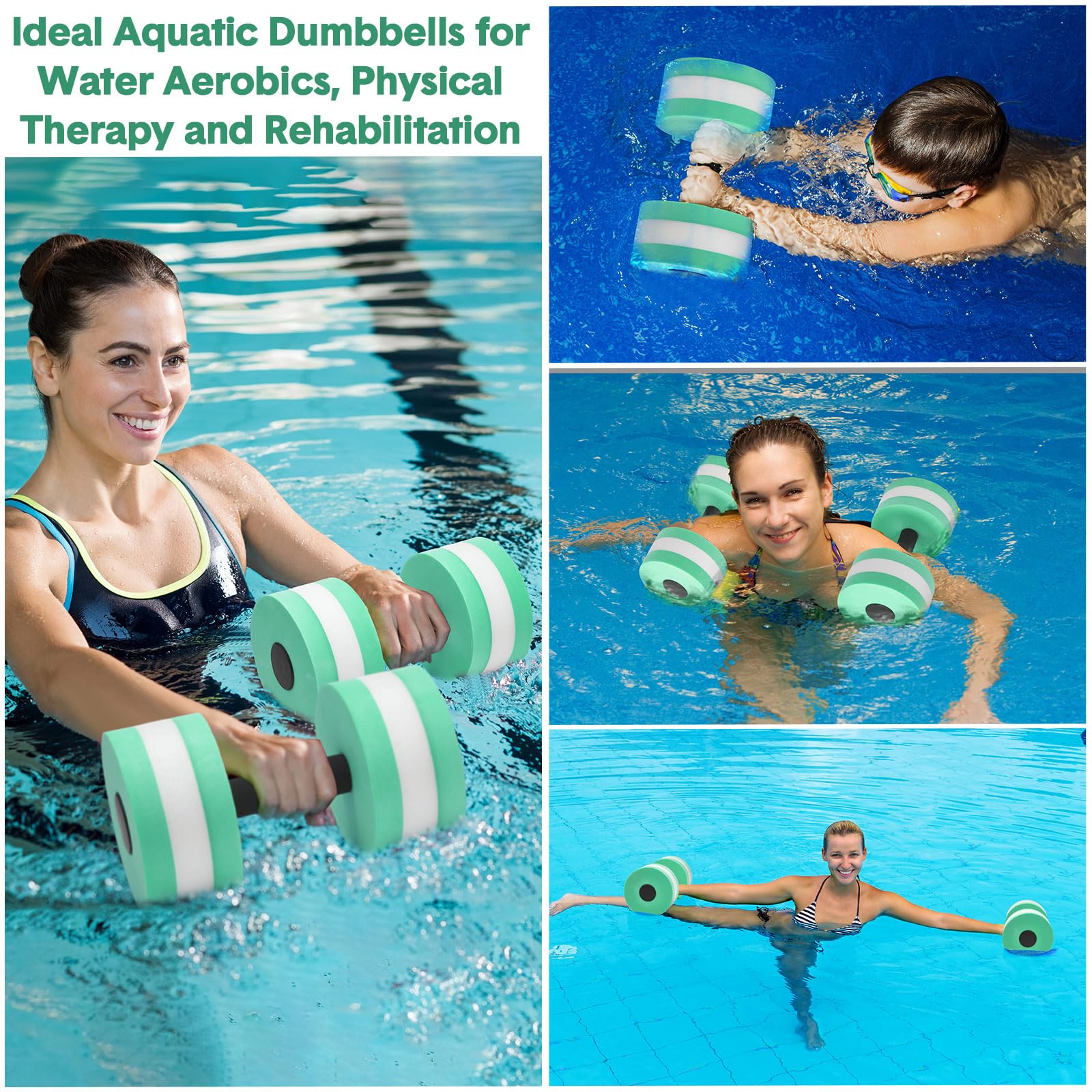 5-Piece Aquatic Exercise Set with 2 Ankle Weights, 2 Water Dumbbells & Swim Belt - Pool Fitness Equipment for Water Aerobics, Hydrotherapy & Low-Impact Workouts