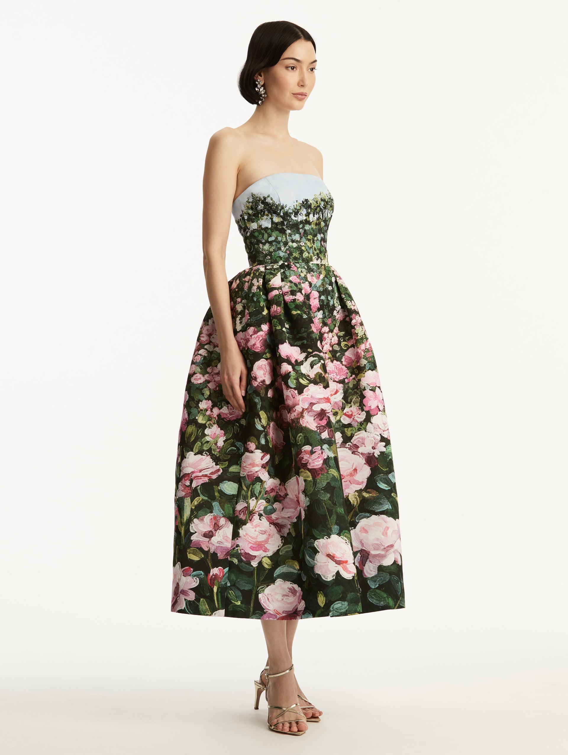 Elegant Rose Field Faille Cocktail Dress for Women - Perfect for Evening Parties, Weddings & Special Occasions