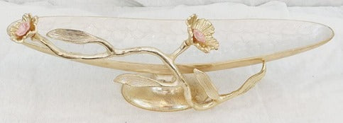 19x6.25x6.75 Inch Oval Gold Beige Flower Stand - Perfect for Home Decor, Wedding Centerpieces, and Floral Arrangements
