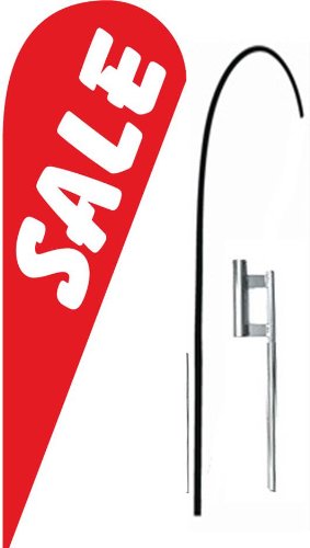 2 Pack Red & White 10.5' Teardrop Blade Flags Kit - Durable Outdoor Car Racing, Sports Events & Patriotic Decorations