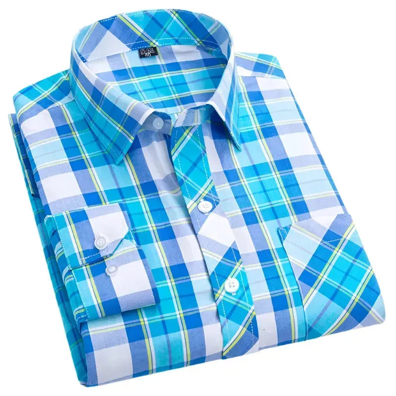 Men's Cotton Plaid Shirt - Casual & Formal Button Down Shirt for Office, Dating & Outdoor Activities