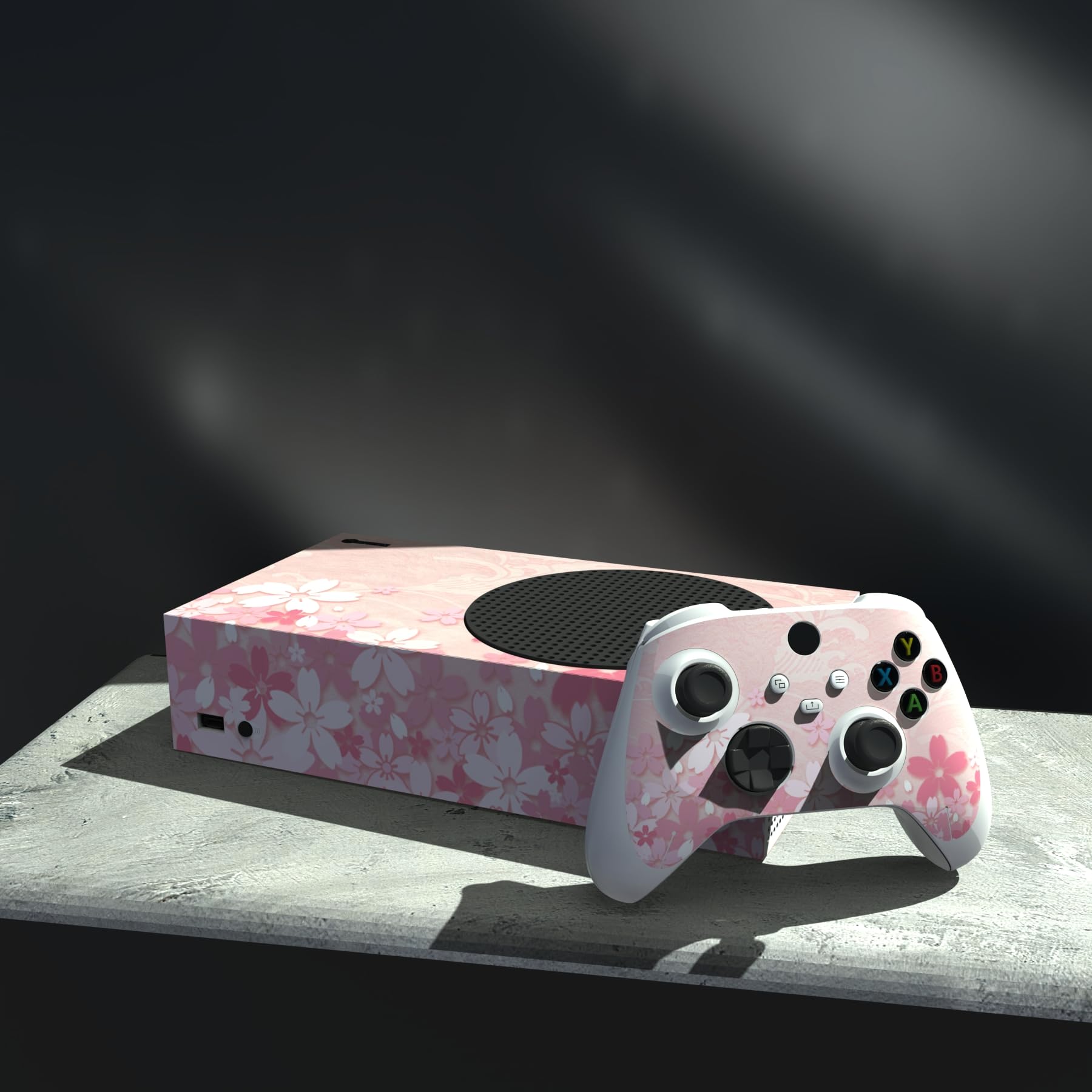 PlayVital Cherry Blossom Petals Custom Vinyl Skin for Xbox Core Wireless Controller - Decorative Wrap Sticker for Xbox Series S Console - Perfect for Gaming Enthusiasts & Customization Lovers