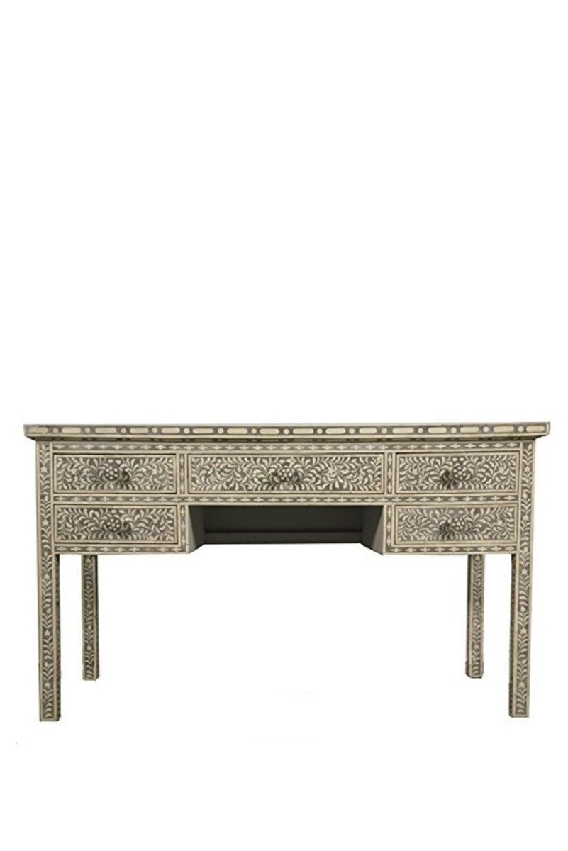 Handmade Bone Inlay Console Table - Custom Vanity Dresser with Drawers for Bedroom & Entryway | Elegant Makeup Dressing Table for Home Decor & Organization