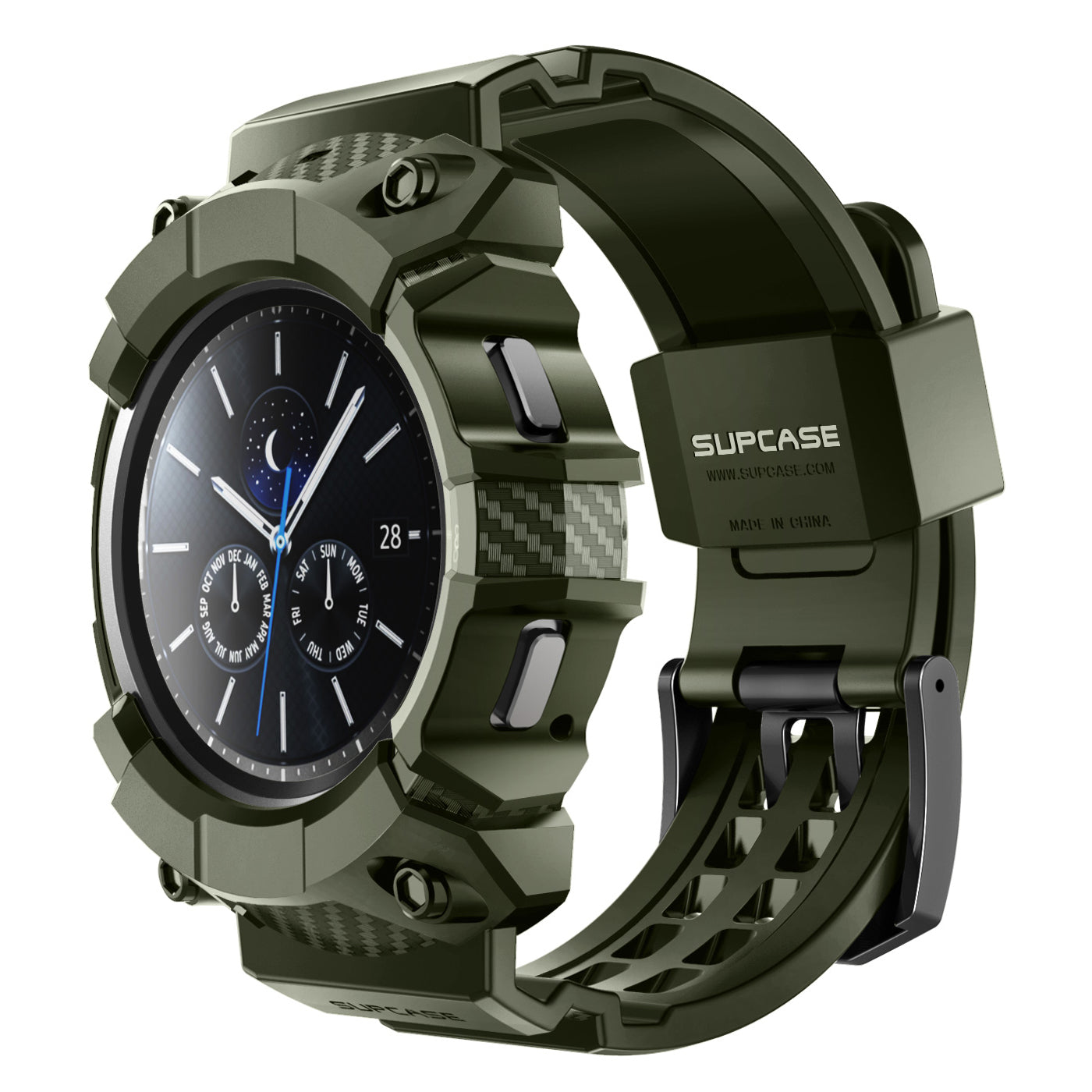 Samsung Galaxy Watch 4 46mm Unicorn Beetle Pro Case with Wristband - Dark Green Protective Cover for Sports, Workouts & Outdoor Activities