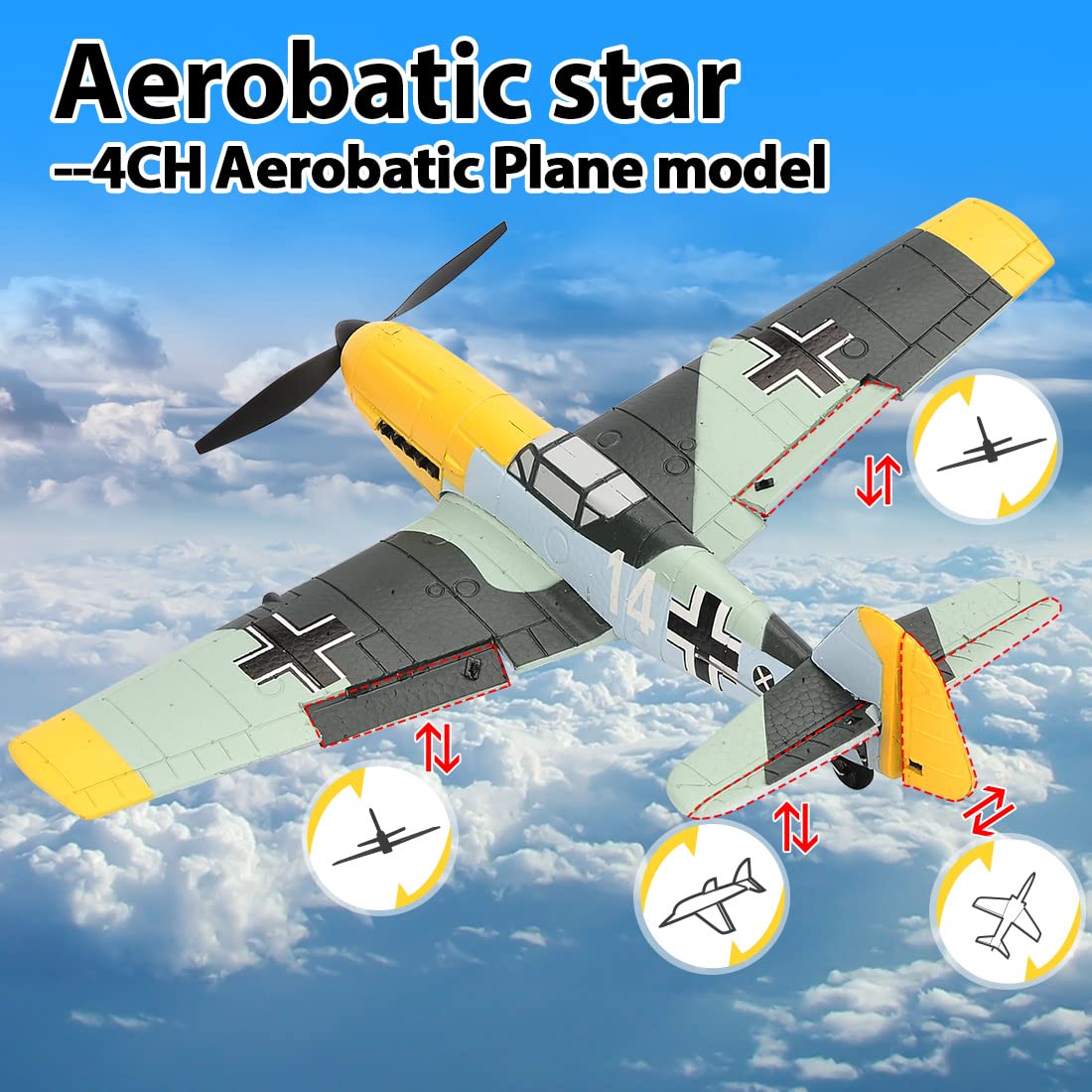 **2.4G 4 Channel RC Airplane - Remote Control Fighter Glider Foam Aircraft Toy for Boys & Kids | BF109 Model | Perfect for Outdoor Play, Hobby Flying & Gifts**