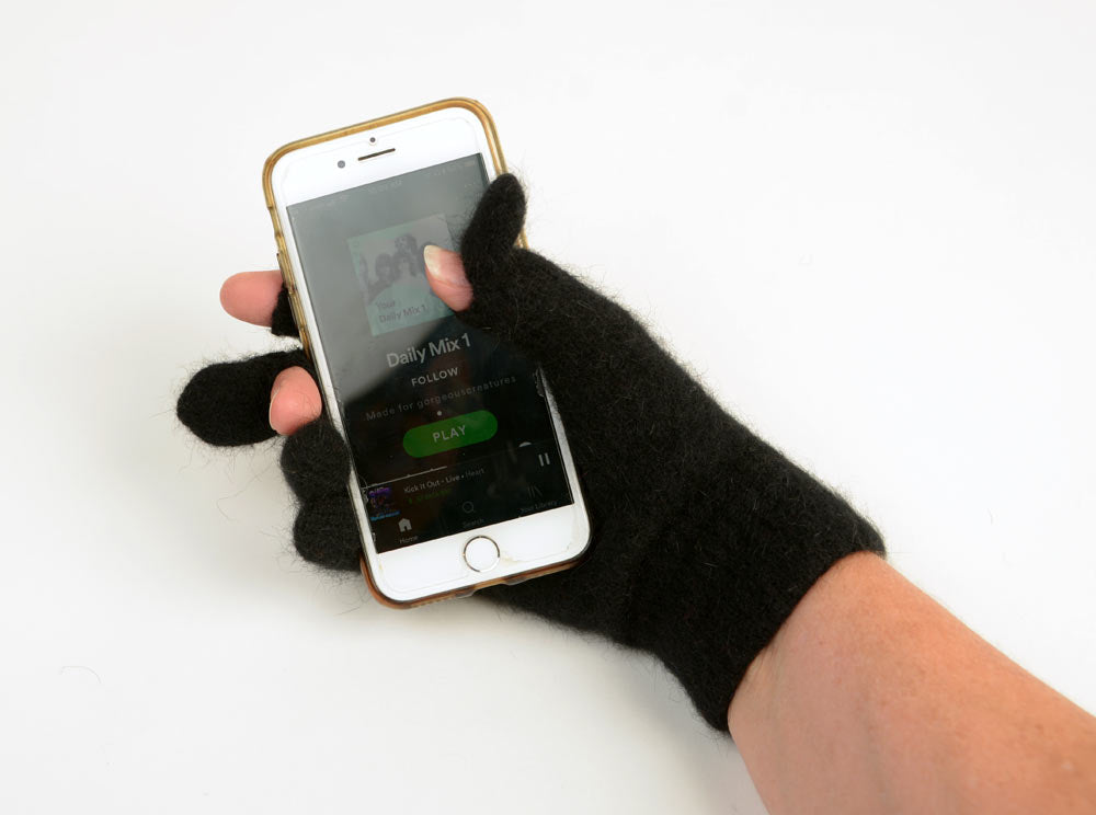 Premium Black Touchscreen Gloves - Possum Merino Wool Blend (NX104) for Outdoor Activities & Winter Sports