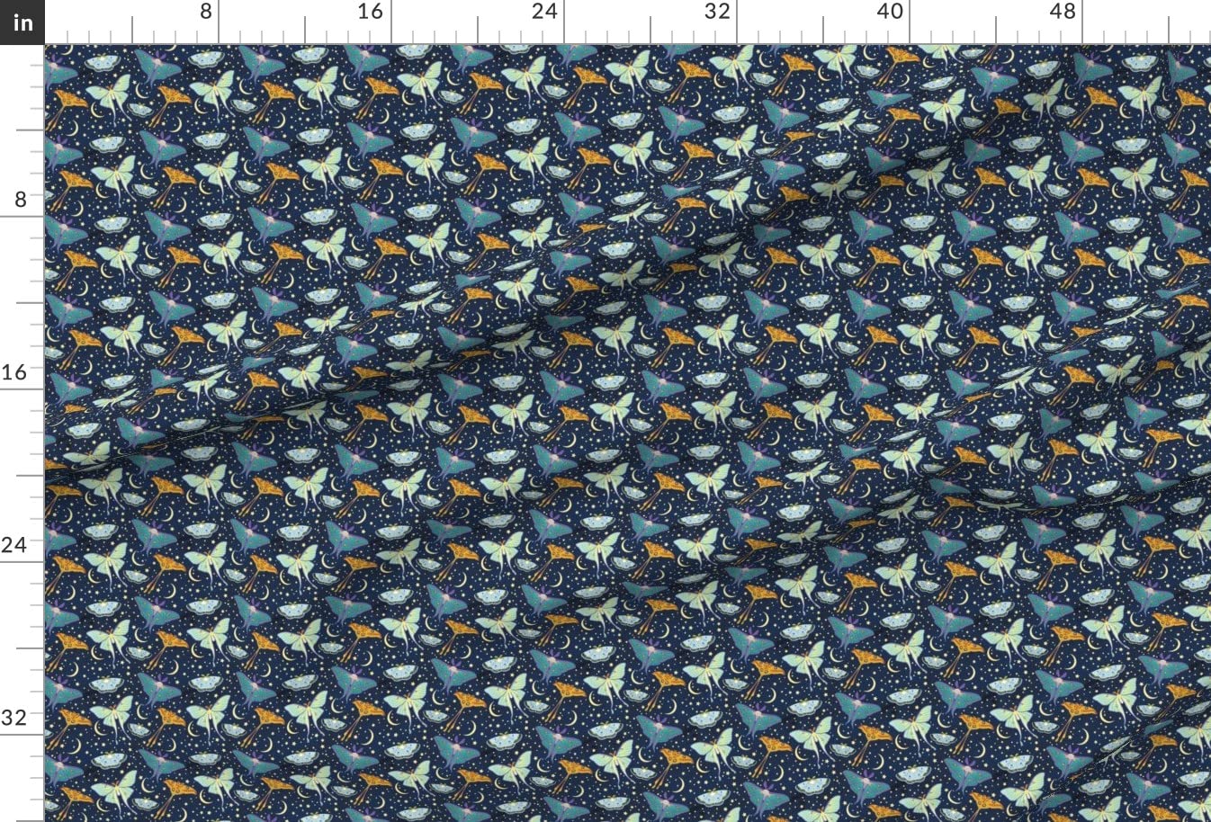 Moon Moths Printed Minky Fabric Fat Quarter - Soft Plush Fabric for Baby Blankets, Quilt Backing & Sewing Projects - DIY Nursery Decor & Cozy Home Textiles