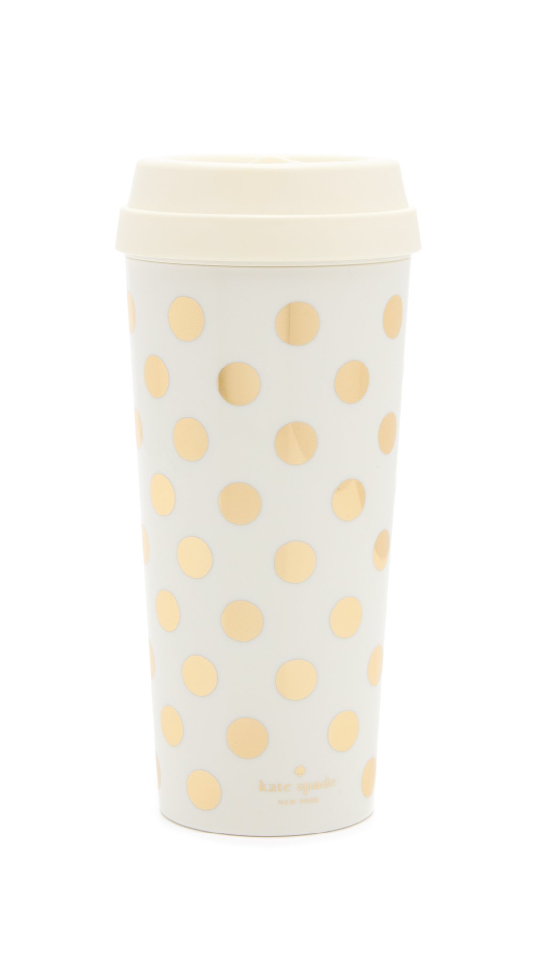 Kate Spade New York Women's 16oz Insulated Travel Mug Tumbler - Gold Dot Design, Thermal Acrylic Cup for Hot & Cold Beverages | Perfect for Office, Commute, and Gifts