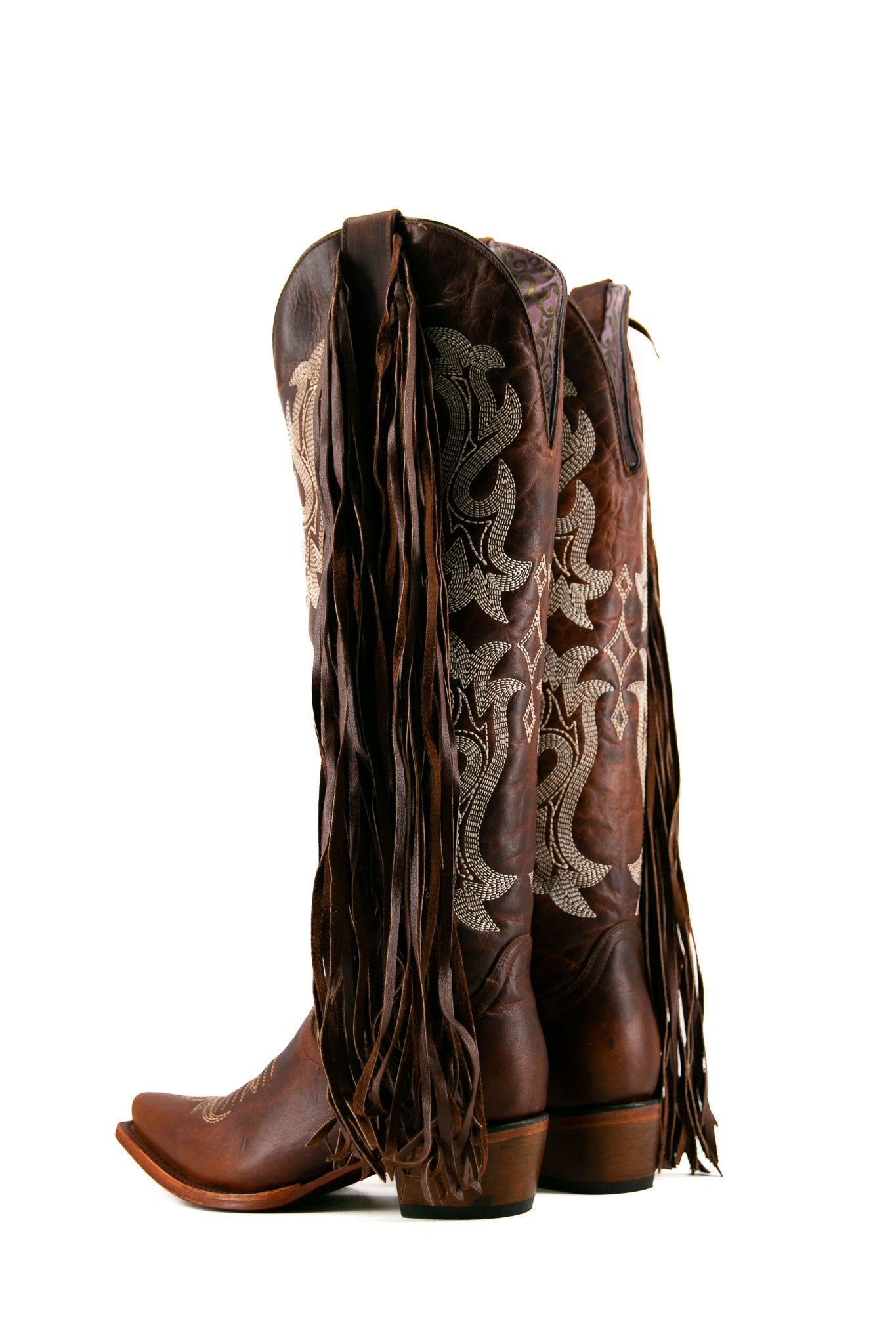 Maite Tall Fringe Snip Toe Cowgirl Boots for Women - Western Style Leather Riding Boots with Decorative Fringe | Perfect for Country Music Festivals, Rodeos & Western Fashion Outfits