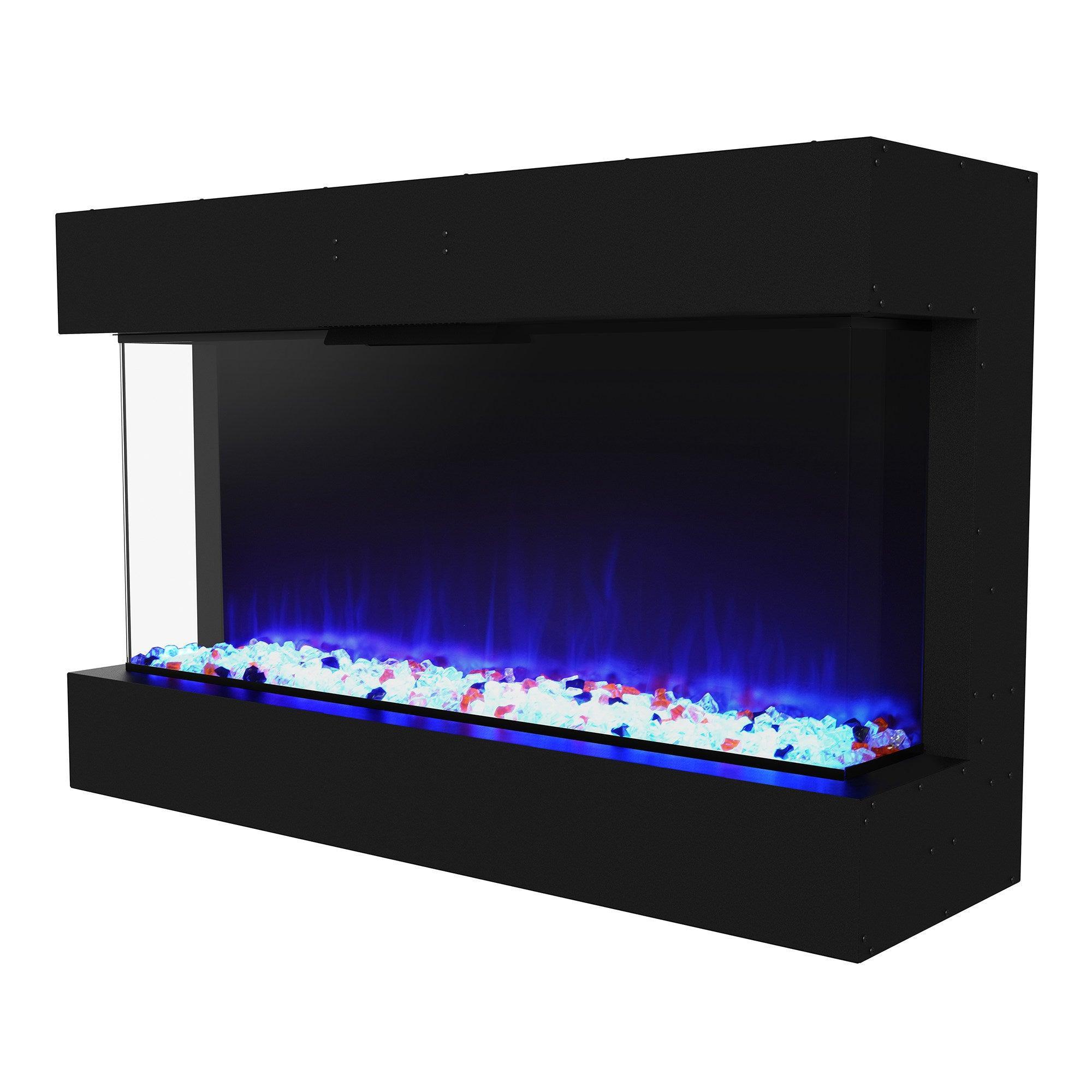 3 Color LED Electric Fireplace - Black Recessed or Wall Mount Flame Heater for Living Room, Bedroom & Office