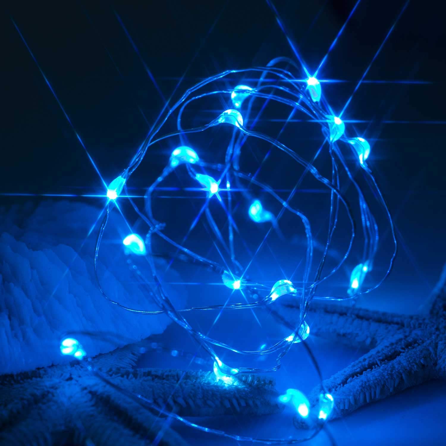3 Pack Fairy Lights Battery Operated 6.6ft 20 LED Mini String Lights - Silver Wire Starry Lights for DIY, Wedding, Party, Festival, Halloween, Christmas Decorations - Perfect for Bedroom, Garden, and Outdoor Decor (Blue)