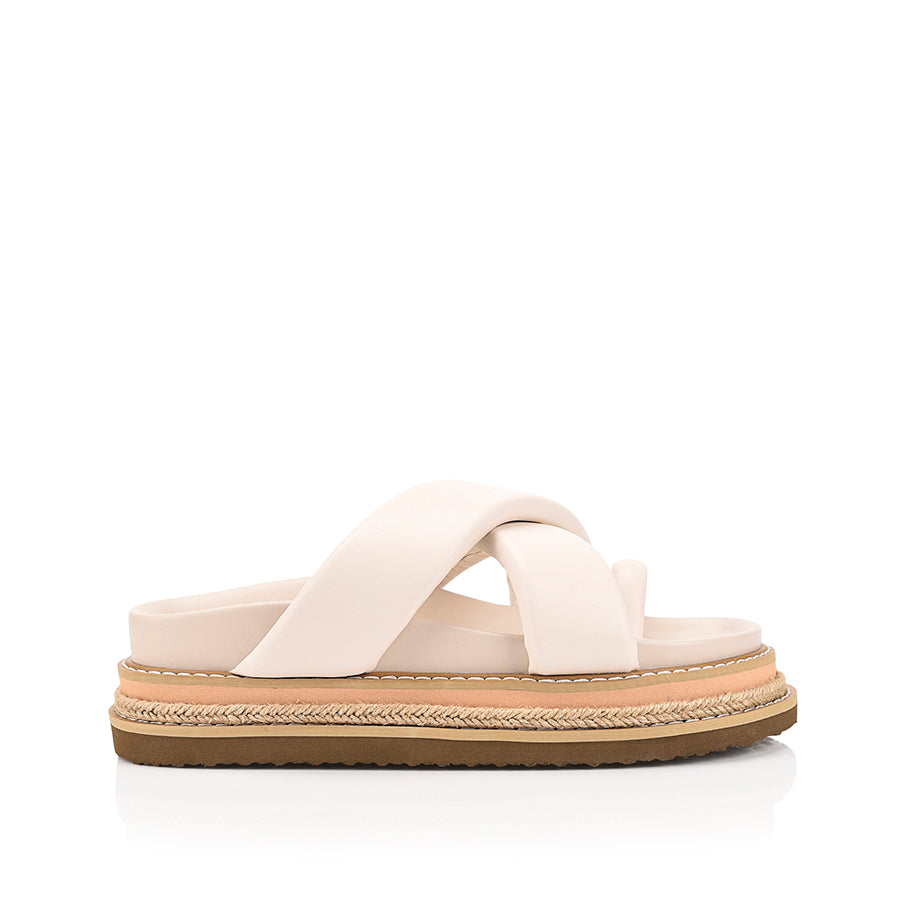 Thelma Flatform Slides for Women - Bone White Comfortable Summer Sandals | Perfect for Beach, Pool, and Casual Outings