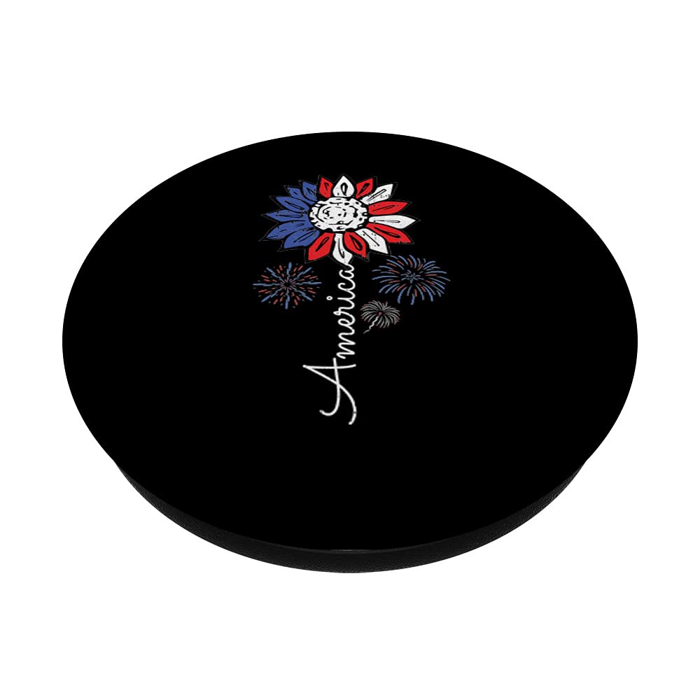 American Sunflower Patriotic PopSockets Swappable PopGrip for iPhone & Samsung - 4th of July Independence Day Phone Accessories - Perfect for Summer BBQs, Beach Days & Firework Celebrations