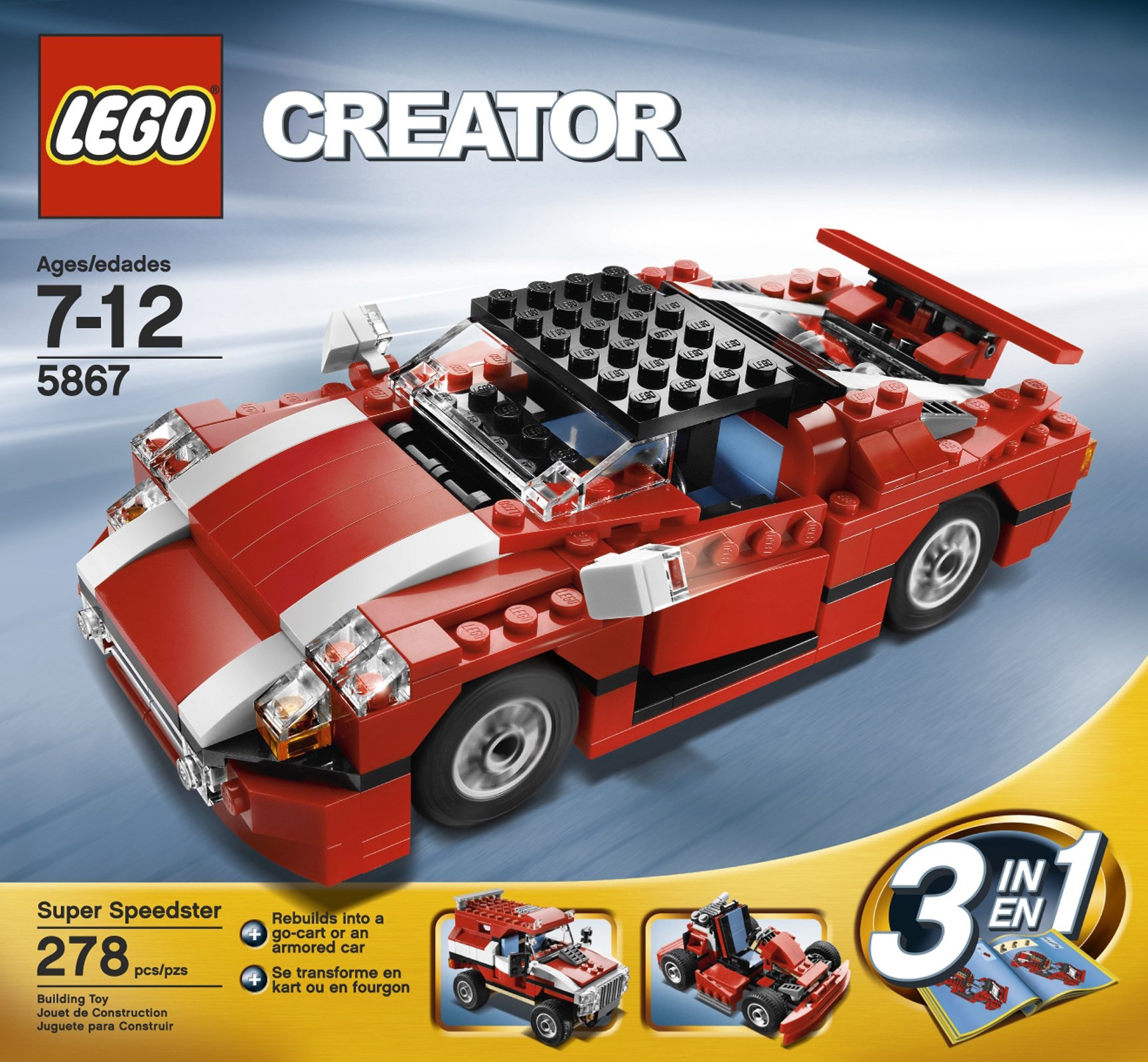 LEGO Creator Red Sports Car Building Kit (5867) – Fun Toy for Kids & Collectors, Perfect for Creative Play & Gift Giving