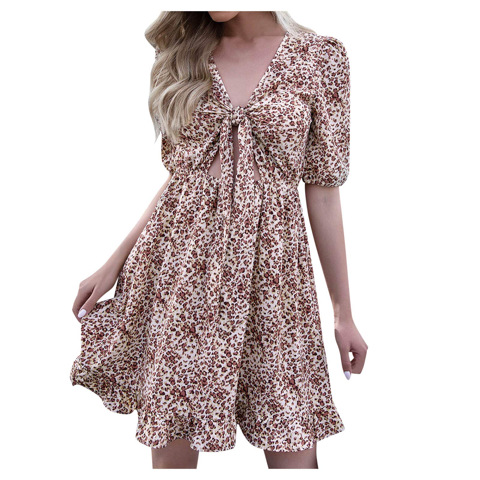 2022 Women's Ruffle Hollow Loose Lace Short Sleeve Midi Dress with Belt - Casual Summer Outfit for Beach, Party & Date Night