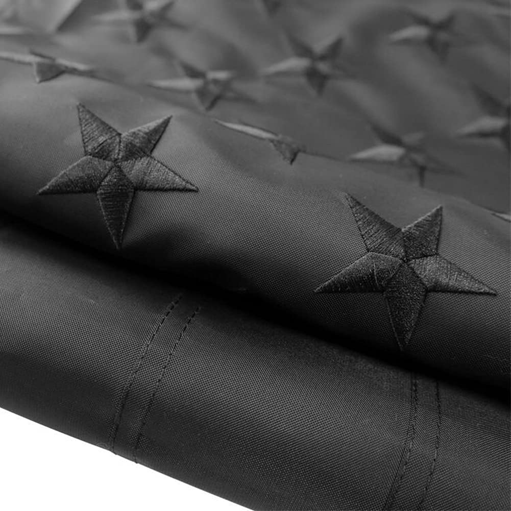 All Black American Flag 3x5 Ft - Heavy Duty Embroidered Stars & Sewn Stripes with Brass Grommets | Blackout Tactical USA Flag for Outdoor, Military Display, and Patriotic Decor