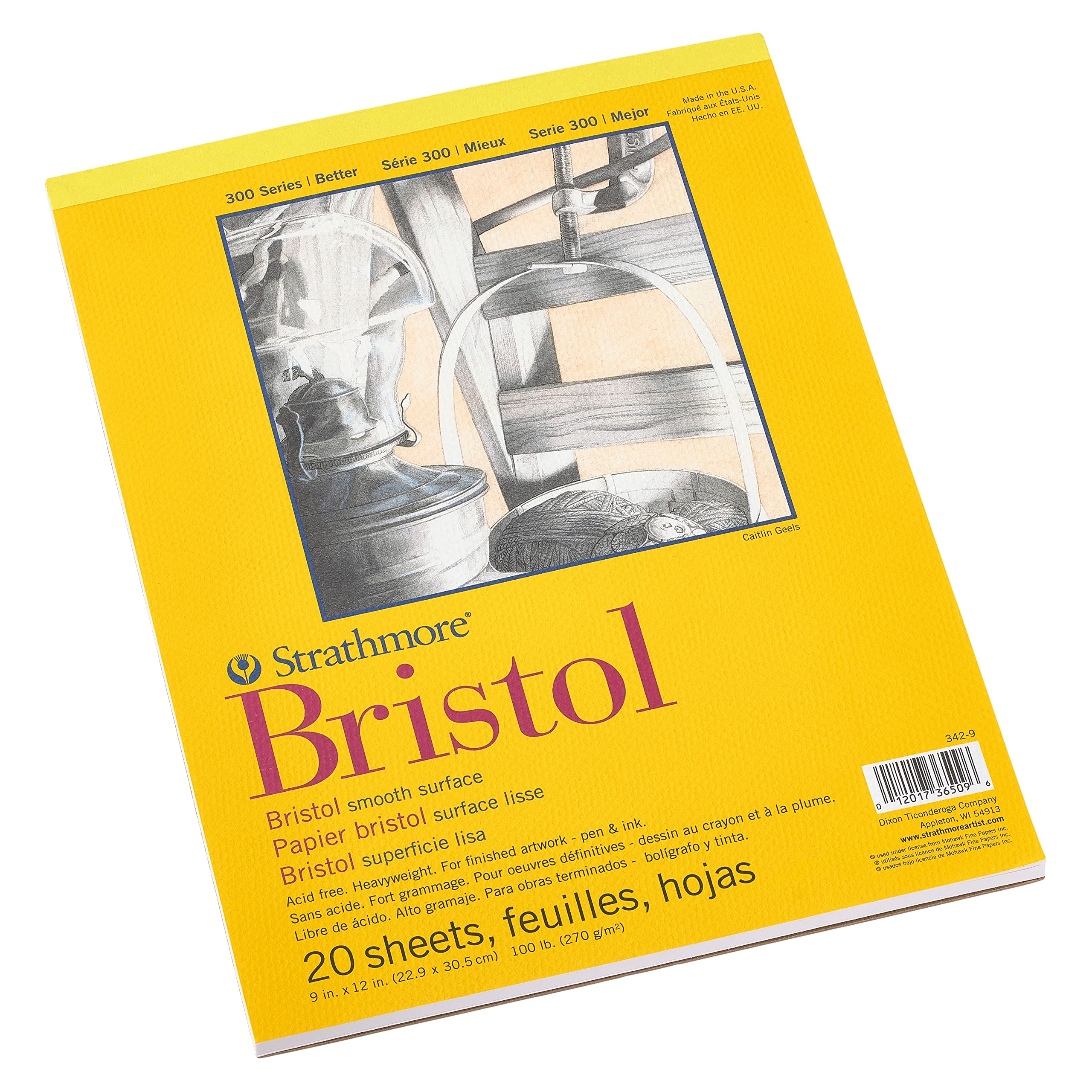 12 Pack Strathmore 300 Series Bristol Smooth Pad - Premium Drawing Paper for Artists, Sketching & Calligraphy - Perfect for Professional Illustrations, Marker Drawings & Mixed Media Art