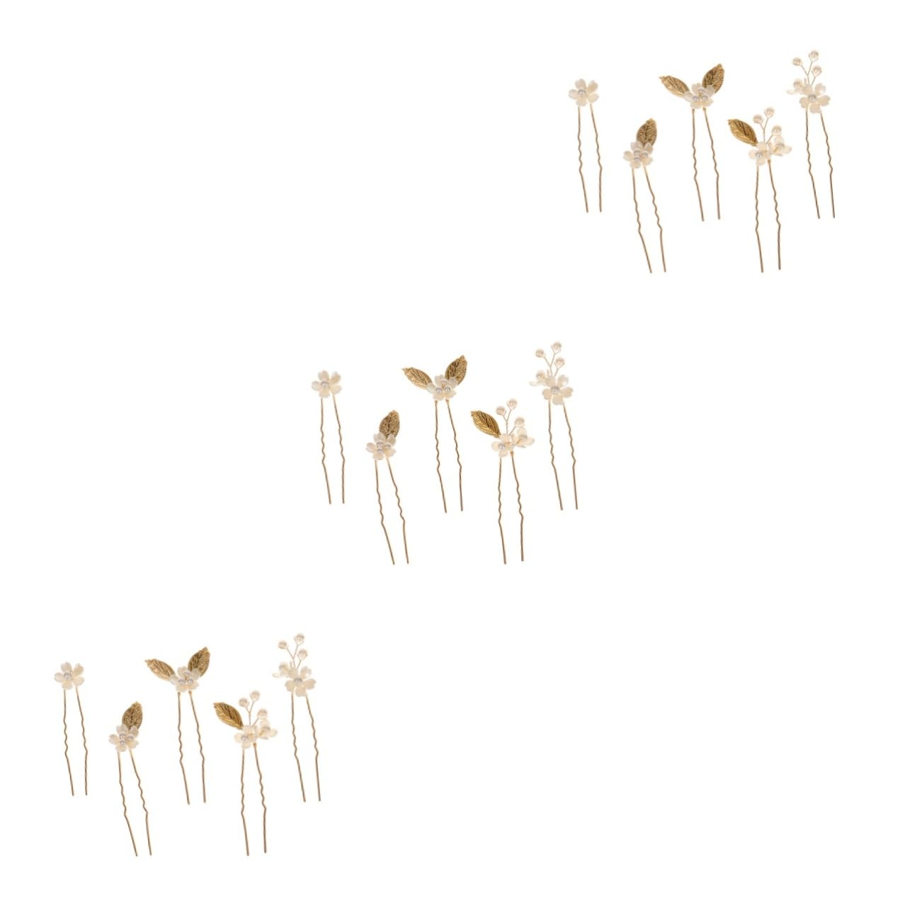 15 Pcs Rhinestone Hair Clips - Gold Trim U-Shaped Bobby Pins for Women, Bridal Hair Accessories, Wedding Party, Prom & Special Occasions | Floral Crystal Decor with Zinc Alloy Metal Base