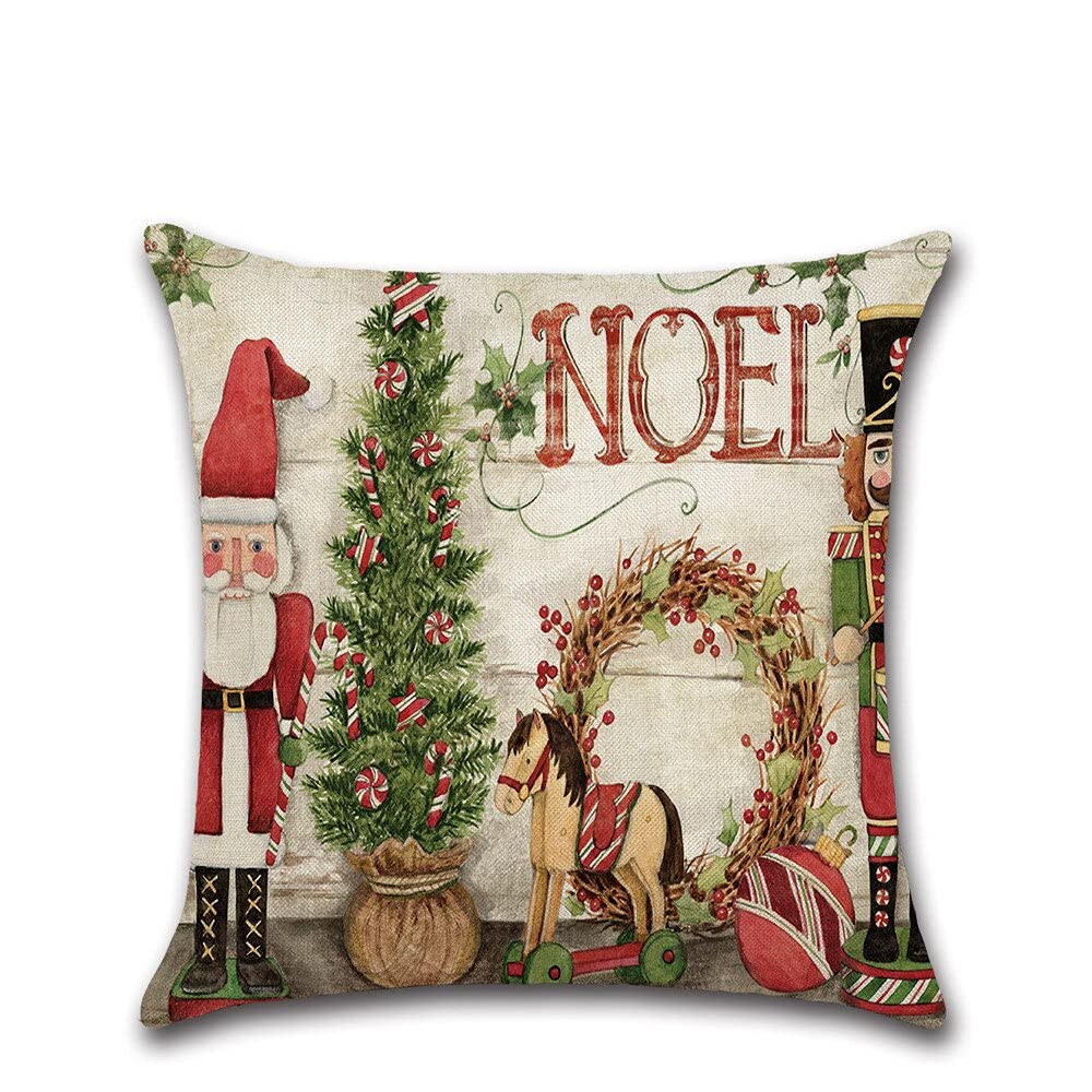 DRGRG Christmas Linen Throw Pillow Covers 18x18 Inch - Soft Decorative Cushion Covers for Sofa, Couch & Bedroom - Holiday Home Decor (Red, 45x45cm) - Perfect for Festive Decor, Living Room Accents & Cozy Seasonal Styling
