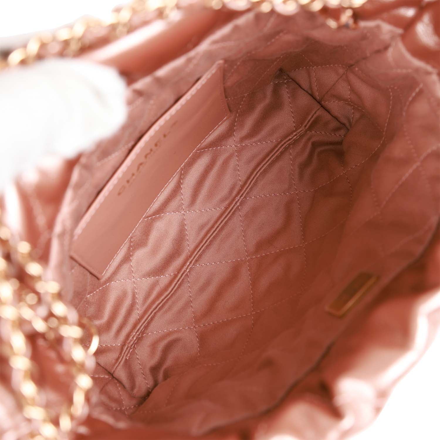 Chanel Mini 22 Bag in Rose Gold Iridescent Calfskin with Rose Gold Hardware - Luxury Crossbody Purse for Women, Perfect for Evening Parties & Date Nights