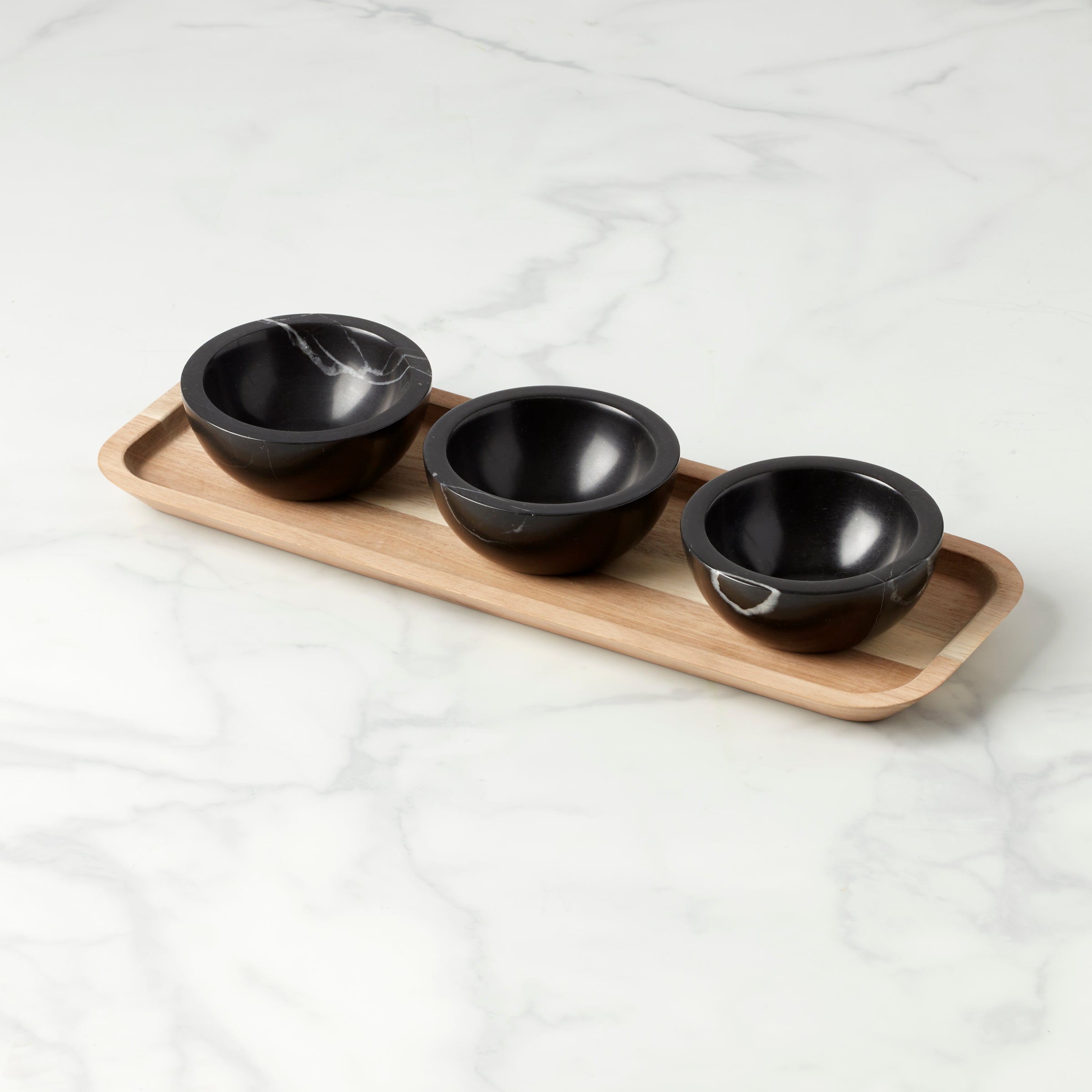 LX Collective Tray with 3 Dip Bowls - Elegant Serving Platter for Charcuterie, Cheese & Appetizers - Perfect for Parties, Entertaining & Home Decor