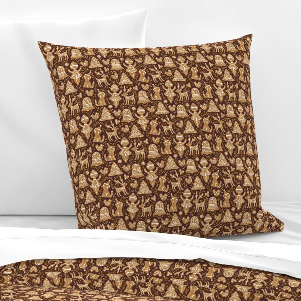 Custom Gingerbread Cookies Christmas Cotton Sateen Euro Sham - Festive Holiday Baking Winter Treat Bedding for Seasonal Home Decor