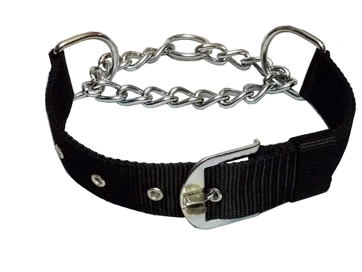 PSK PET MART Half Chain Dog Collar - 1.25 Inch Large Nylon Choker Collar with Stainless Steel for Medium to Large Dogs - Adjustable Pet Training Collar (Color May Vary) - Perfect for Walking, Training & Outdoor Activities