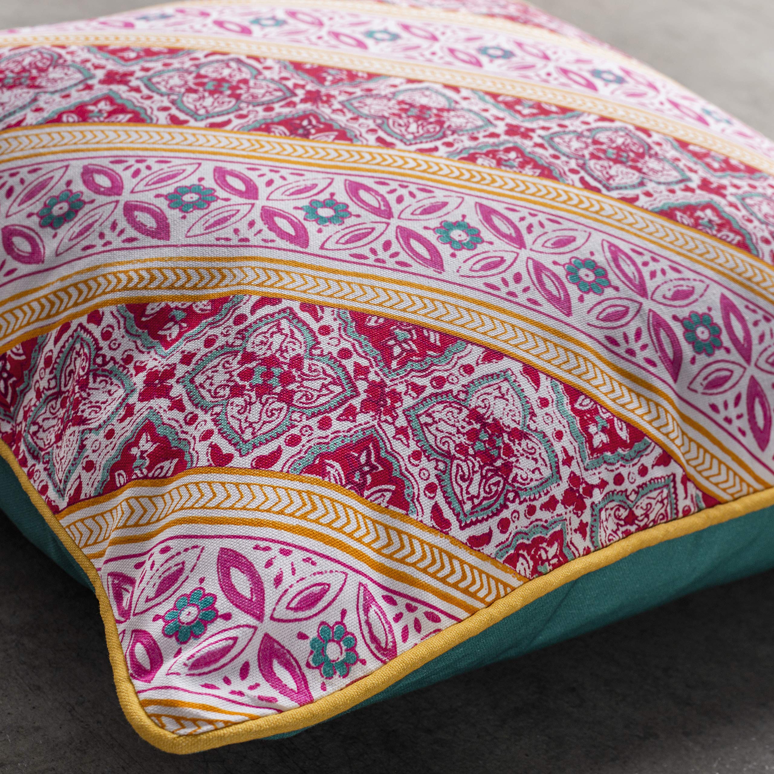 Maison d'Hermine 20x20 Inch Decorative Pillow Covers - 100% Cotton Square Throw Pillow Covers with Hidden Zipper for Sofa, Couch, Bed & Home Decor | Easter Home Accents & Seasonal Decor (Katmandou - Samba Pattern)