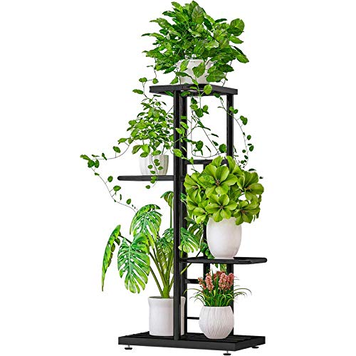 4-Tier Metal Plant Stand for Indoor & Outdoor Use - Sturdy Flower Pot Display Shelf for Garden, Patio, Balcony - Charcoal Grey Planter Rack for Home Decor & Plant Organization