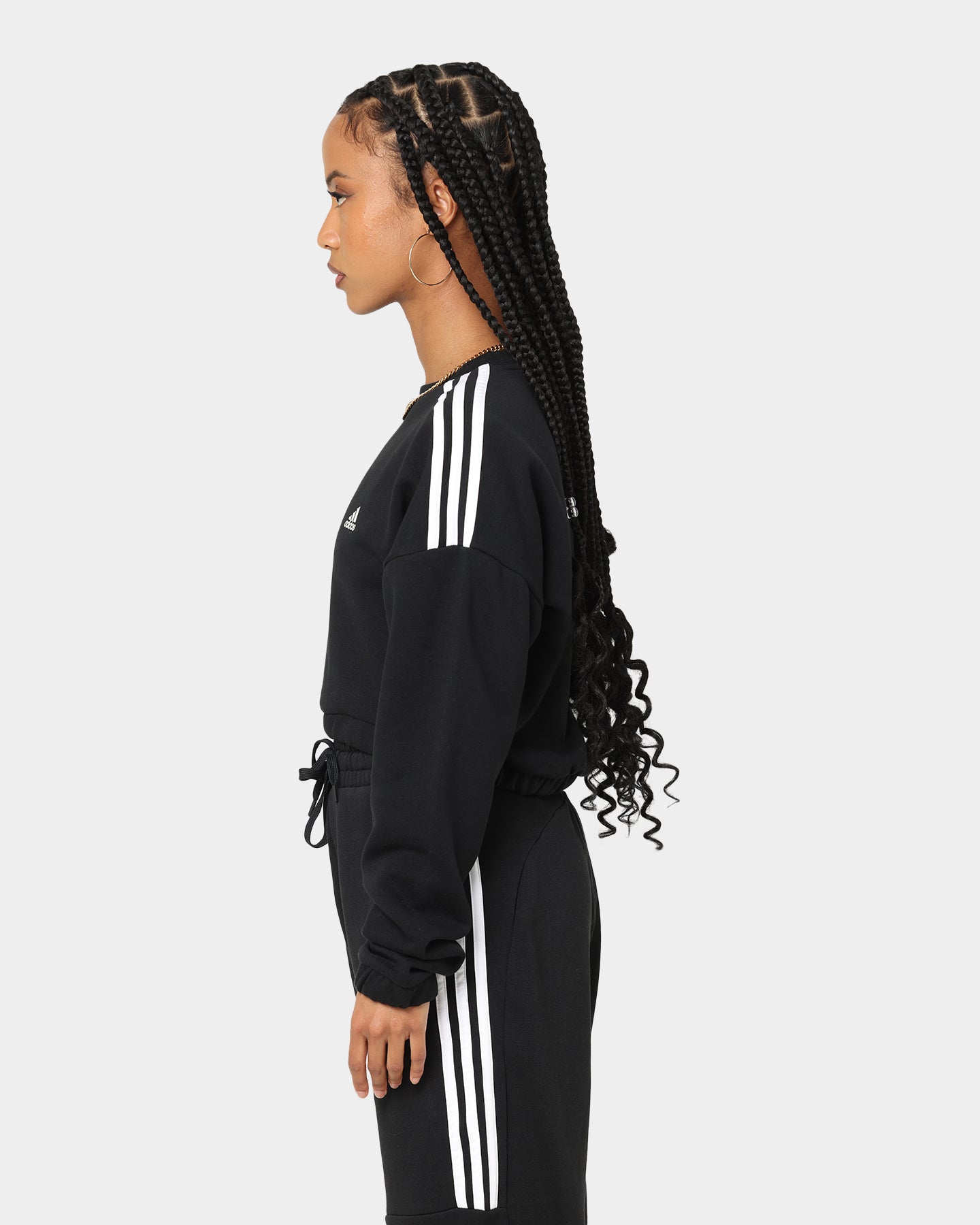 Adidas Women's Hyperglam Crop Sweat Shirt - Black | Workout & Gym Essentials | Running, Yoga & Casual Wear