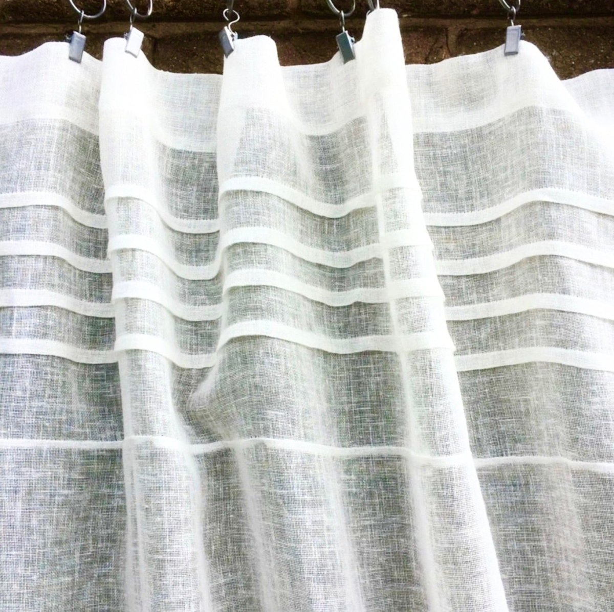 Ivory Sheer Linen Voile Curtain Panel - Light Filtering Window Drapes for Living Room, Bedroom & Nursery