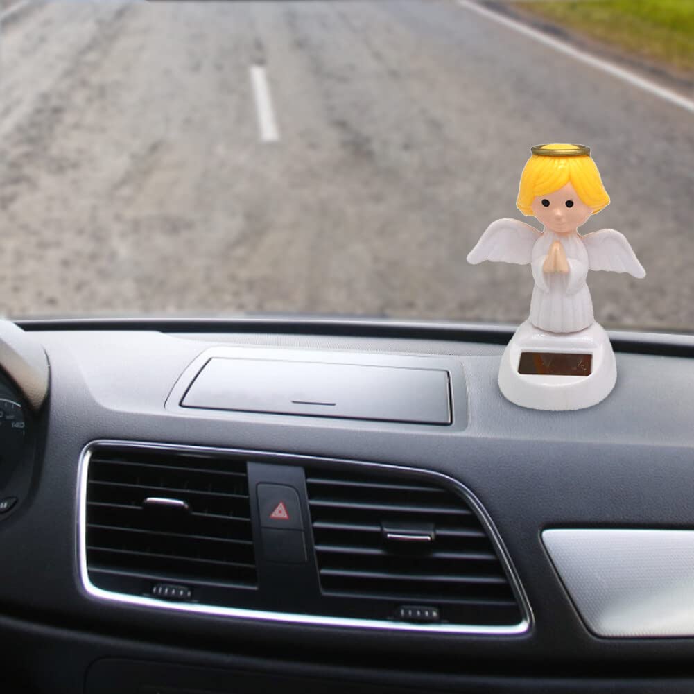 JAWSEU 3-Piece Solar Powered Nodding Angel Toy - Solar Dancing Dashboard Decor, Solar Powered Rocking Doll for Car & Home - Perfect for Dashboard Decoration, Gift Giving, and Home Office Decor