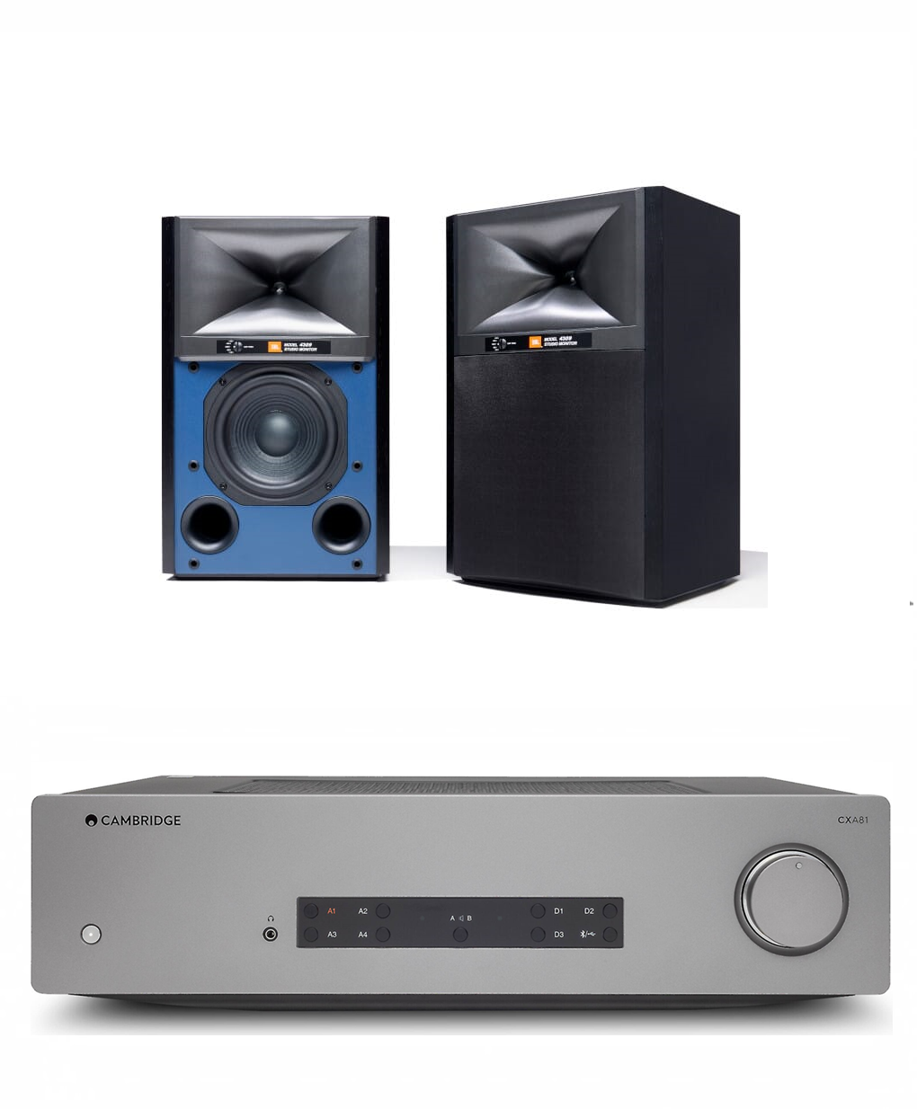 JBL 4309 6.5 Inch 2-Way Bookshelf Speakers (Pair) with Cambridge Audio CXA81 Stereo Amplifier - Premium Hi-Fi Audio System for Home Theater & Music Listening