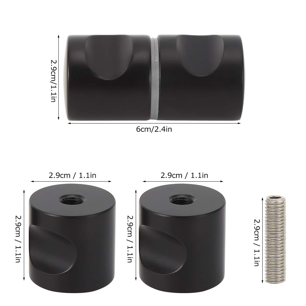 Walfront Matte Black Aluminum Alloy Single Hole Back-to-Back Pull Knob Handle for Glass Doors - Bathroom, Shower Room & Home Hardware (Perfect for Modern Cabinets, Closet Doors and Vanity Installations)