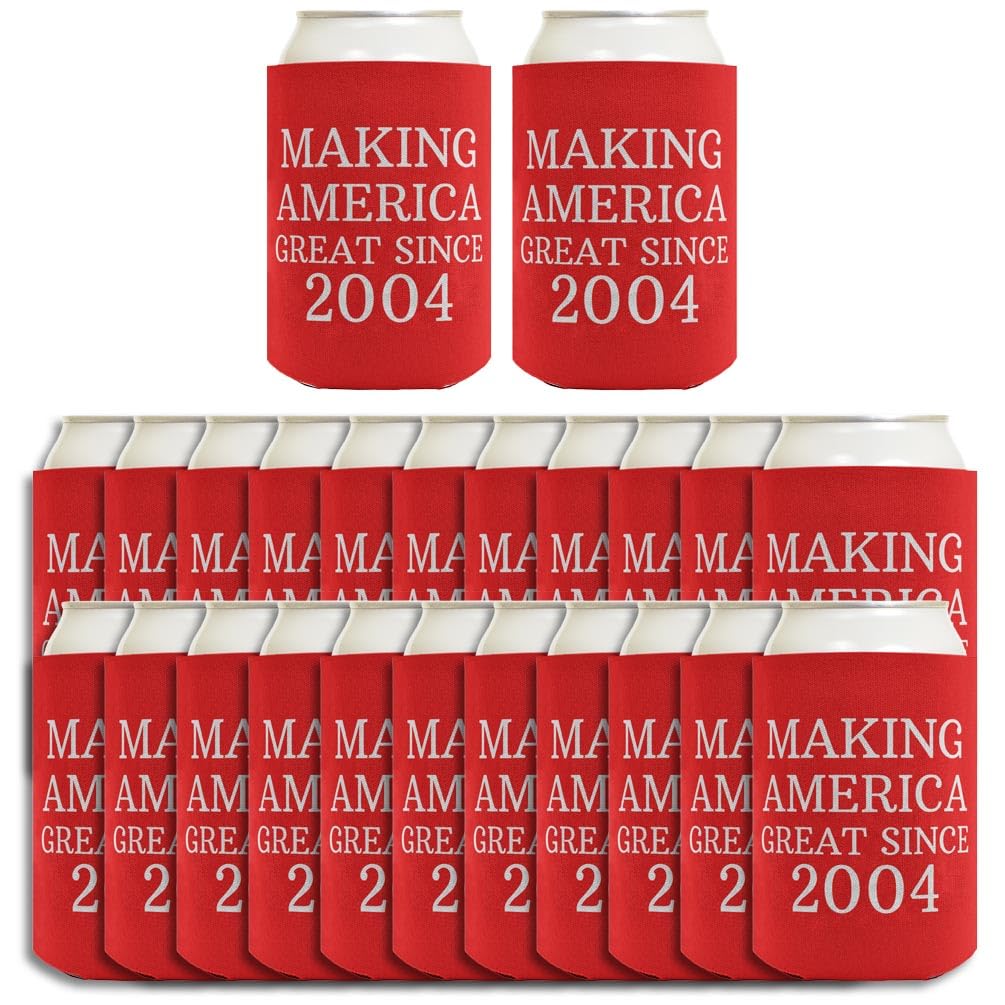 21st Birthday Gifts - 24-Pack Red Can Coolers for Parties & BBQs