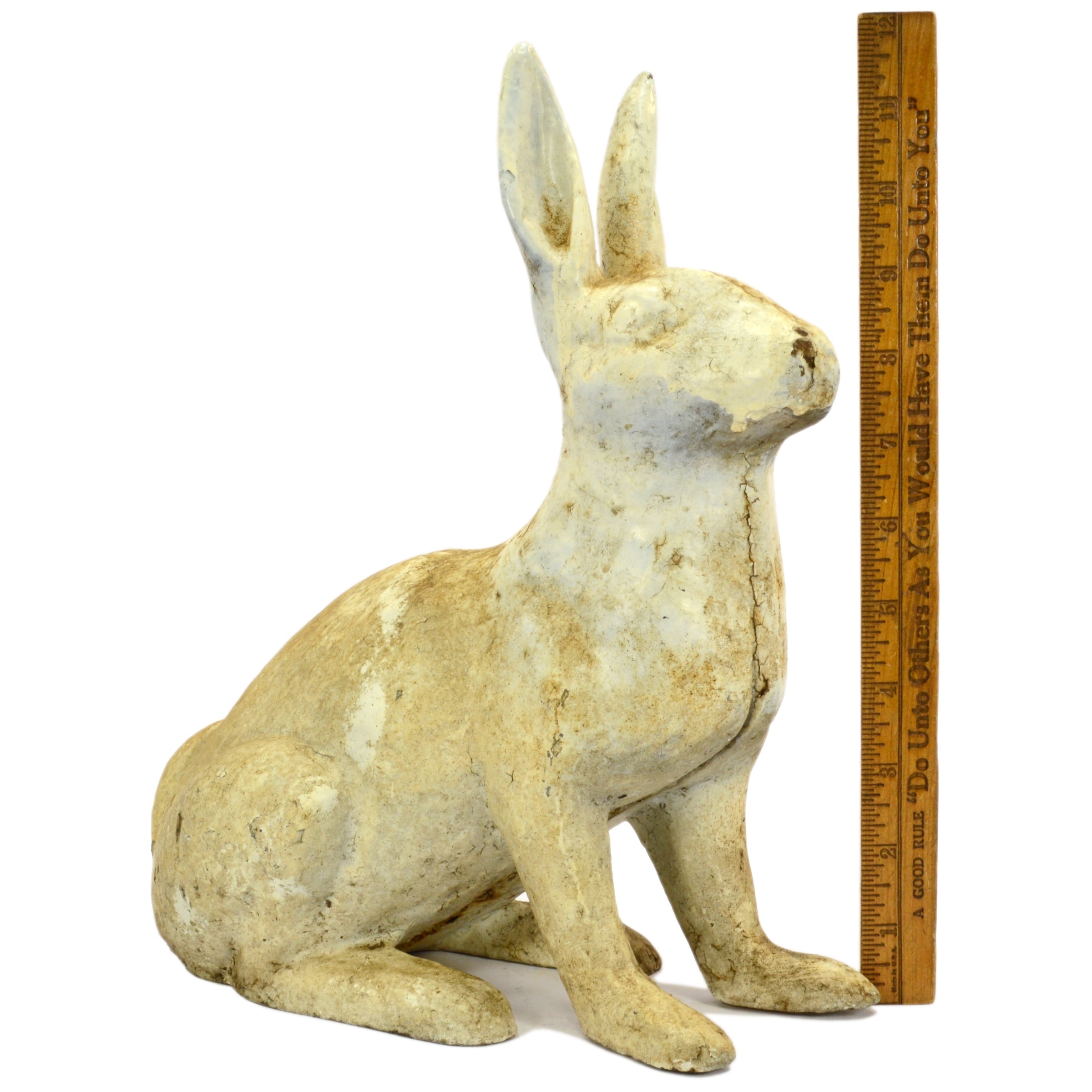Vintage Hubley Cast Iron Rabbit Doorstop - Genuine Antique Life-Size White Painted Collectible for Home Decor & Farmhouse Style | Perfect for Vintage Lovers & Cottagecore Aesthetics