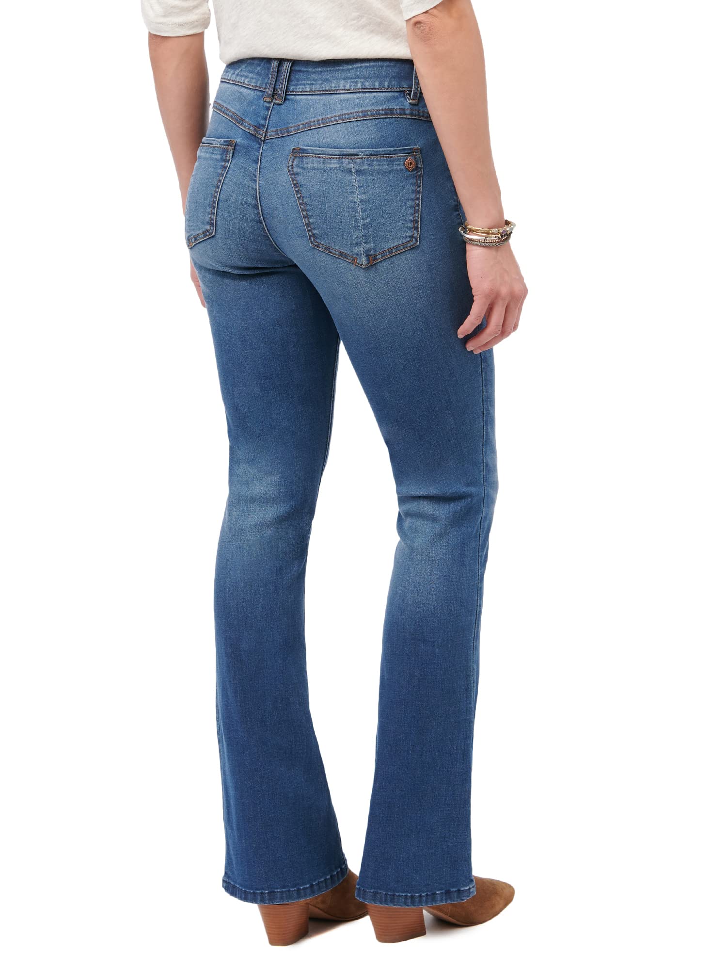 Democracy Women's Petite Plus Size Ab Solution Itty Bitty Boot Jean - High Waist Slimming Denim for Curvy Figures | Perfect for Work, Date Night & Casual Outings
