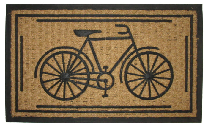 Eco-Friendly Bike Rubber Coir Doormat - Natural Coconut Fiber & Recycled Rubber Entrance Mat for Home, Garage, or Office - Durable & Non-Slip Floor Mat for High Traffic Areas