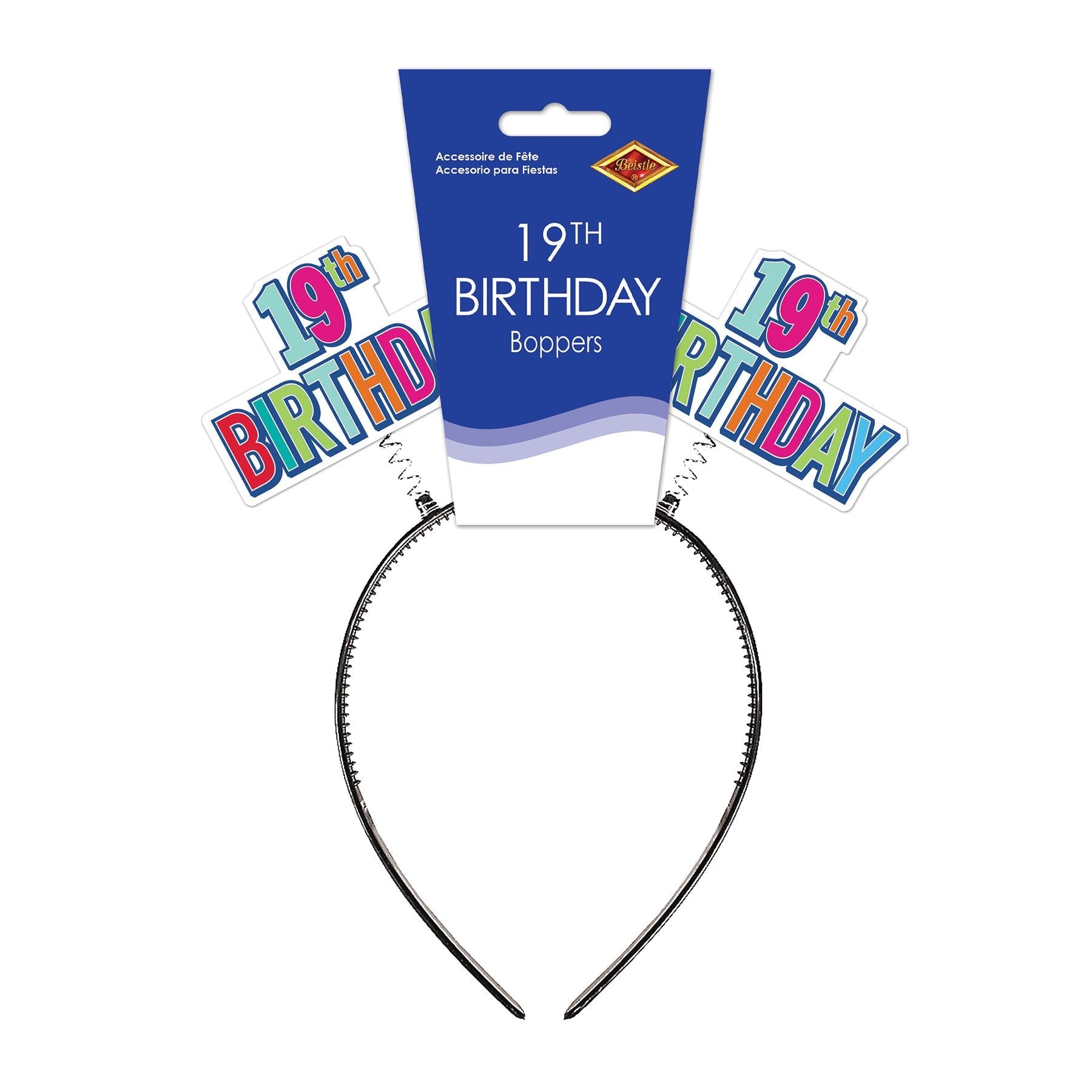 12 Pack Beistle 19th Birthday Boppers - Multi Color Party Hats for Birthday Celebrations, Graduation Parties & Special Events