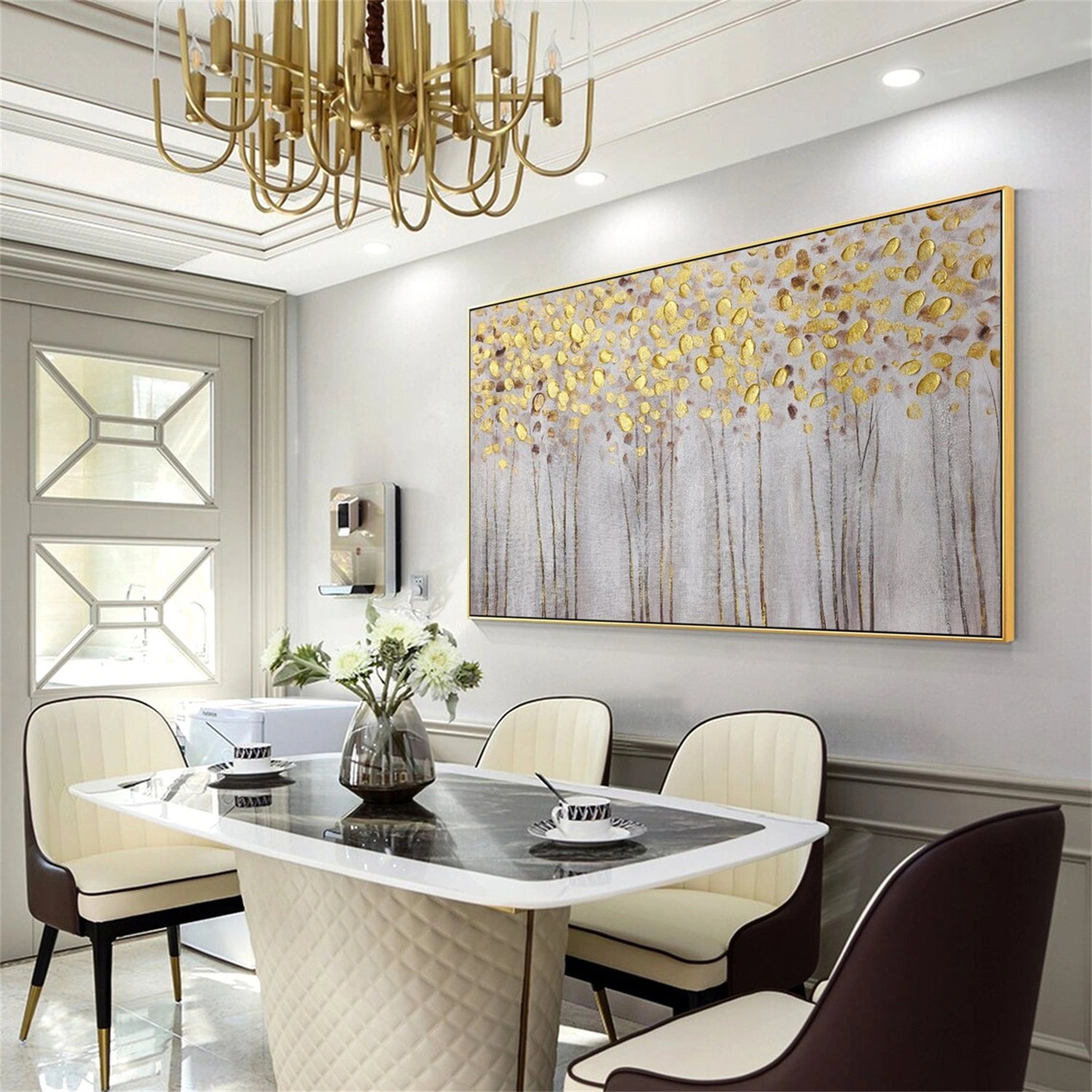 Flower and Tree Painting #FT113 - Handmade Canvas Wall Art for Home & Office Decor - Perfect for Living Room, Bedroom, and Office Spaces