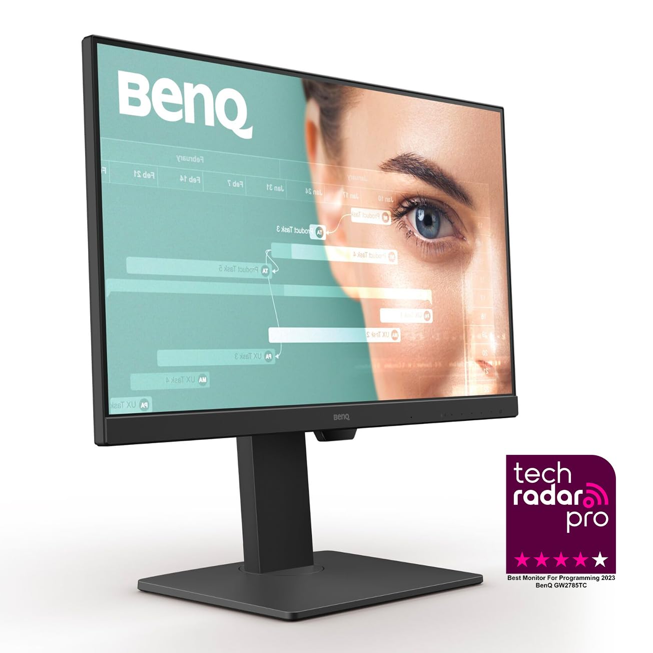 BenQ GW2485TC 24 Inch 1080p IPS Office Monitor with Eye Care Tech, Adaptive Brightness, Height & Tilt Adjustment - Built-in Speakers, Noise Cancelling Mic, Daisy Chain - DisplayPort, HDMI, USB-C - Perfect for Home Office, Coding, and Video Conferencing