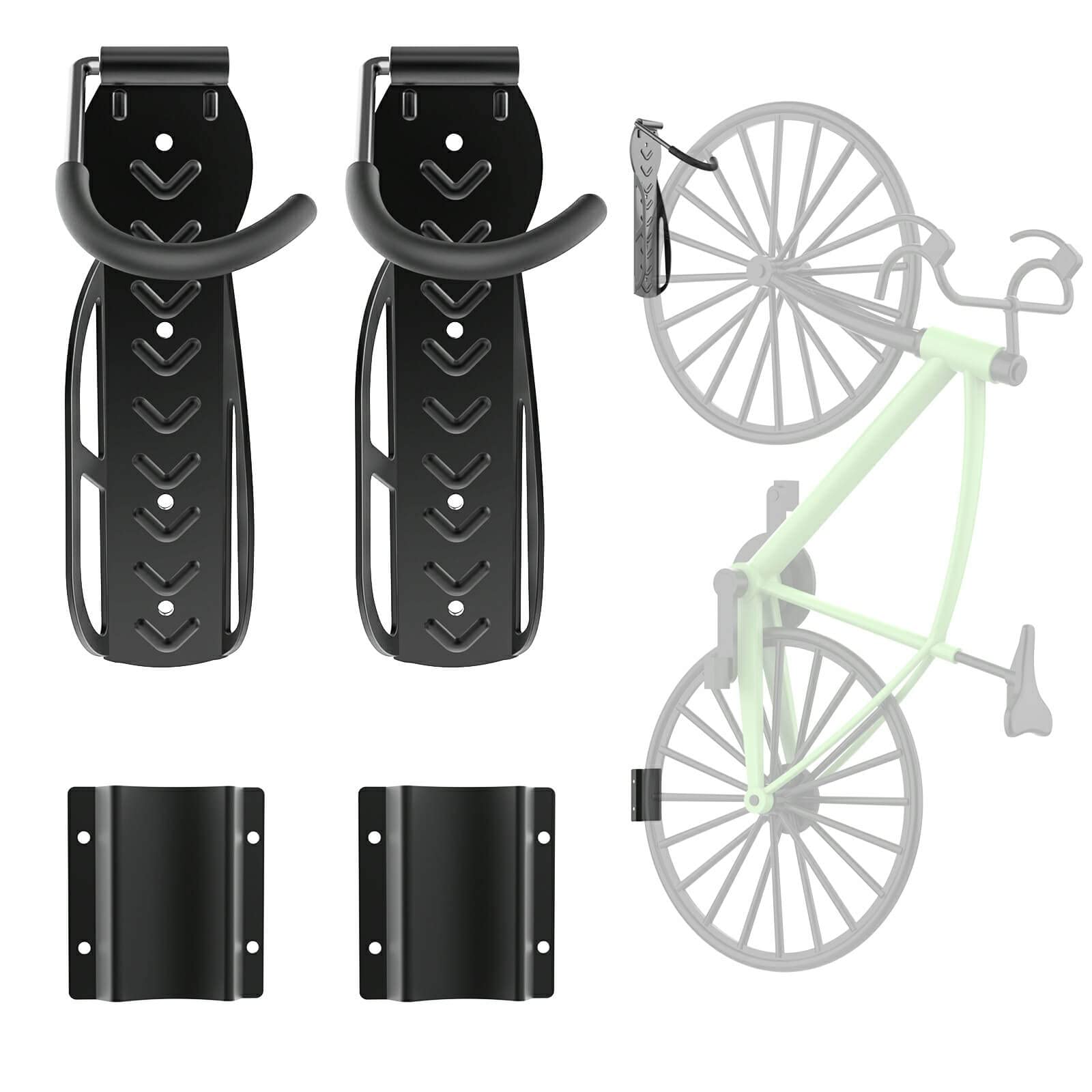 2 Pack Heavy Duty Bike Rack for Garage Wall Mount - Vertical Bicycle Storage Hanger with Tire Tray - Indoor Bike Hook for Apartment/Shed - Holds Up to 70lbs - Perfect for Space-Saving Bike Organization in Small Homes & Garages